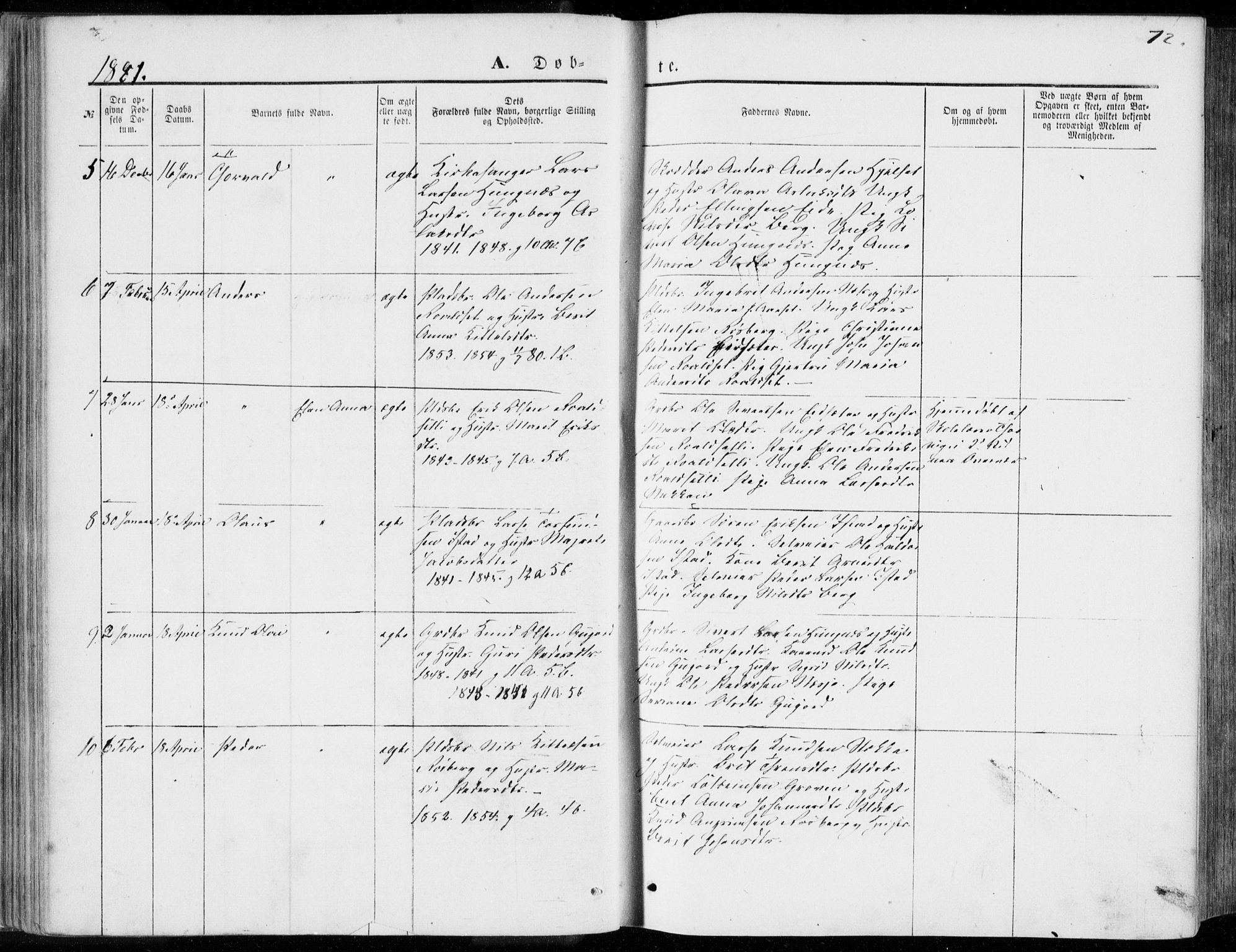 Ministerialprotokoller, klokkerbøker og fødselsregistre - Møre og Romsdal, AV/SAT-A-1454/557/L0681: Parish register (official) no. 557A03, 1869-1886, p. 72