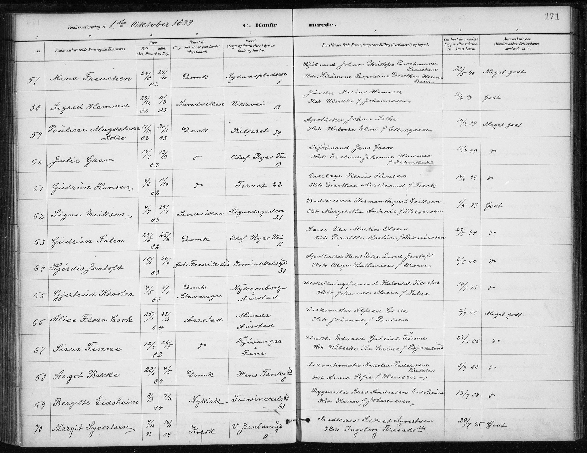 Johanneskirken sokneprestembete, AV/SAB-A-76001/H/Haa/L0008: Parish register (official) no. C 1, 1885-1907, p. 171