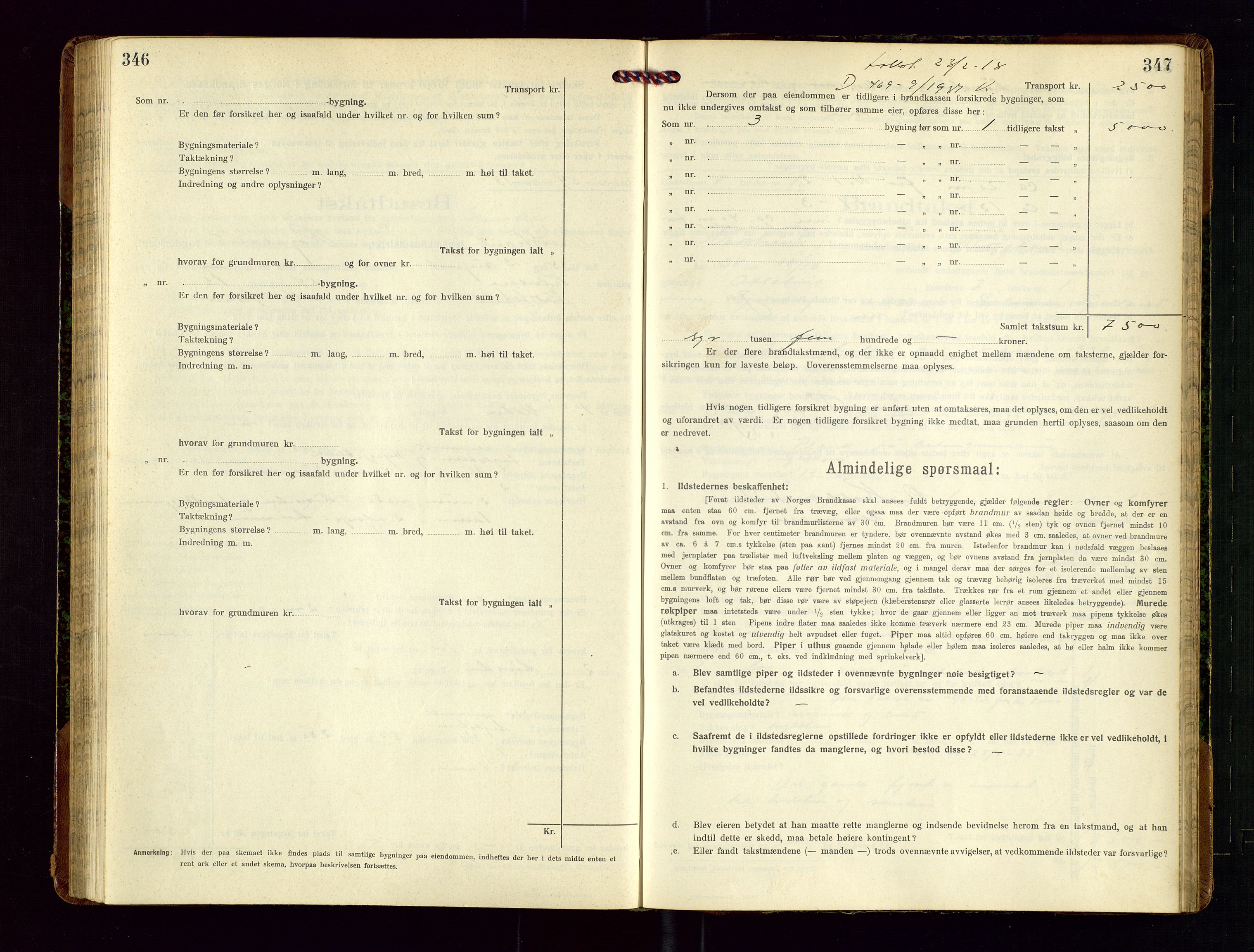 Nedstrand lensmannskontor, SAST/A-100236/Gob/L0002: "Brandtakstprotokol for Nerstrand lensmandsdistrikt Rogaland Fylke", 1916-1949, p. 346-347