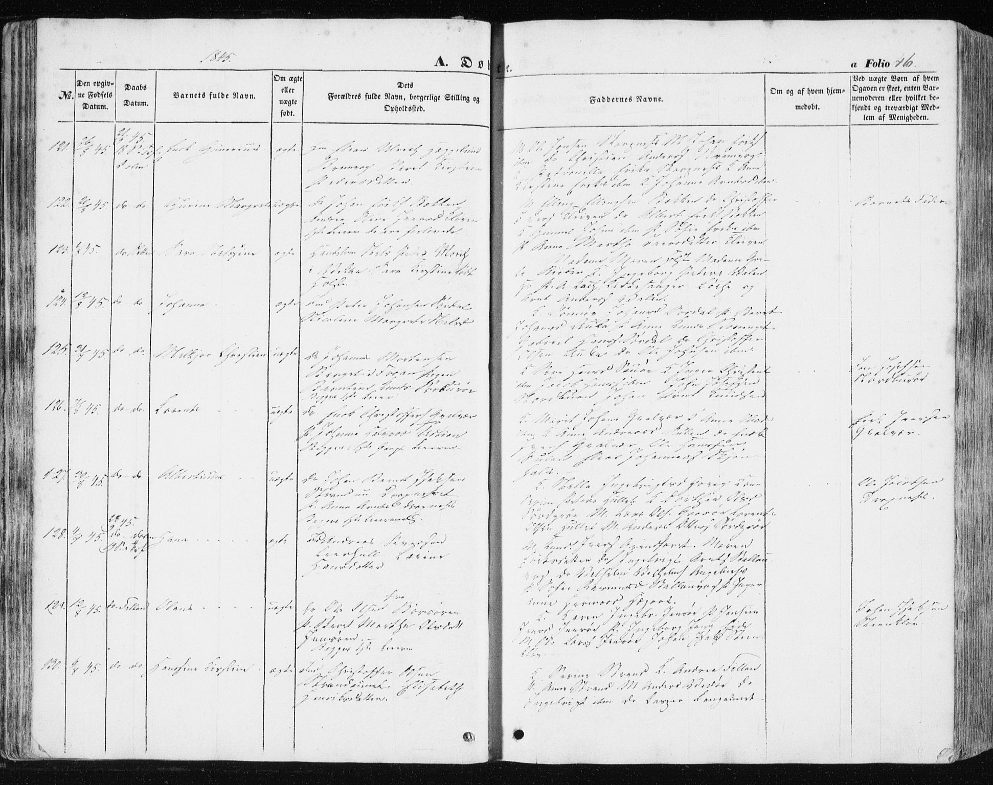 Ministerialprotokoller, klokkerbøker og fødselsregistre - Sør-Trøndelag, AV/SAT-A-1456/634/L0529: Parish register (official) no. 634A05, 1843-1851, p. 46