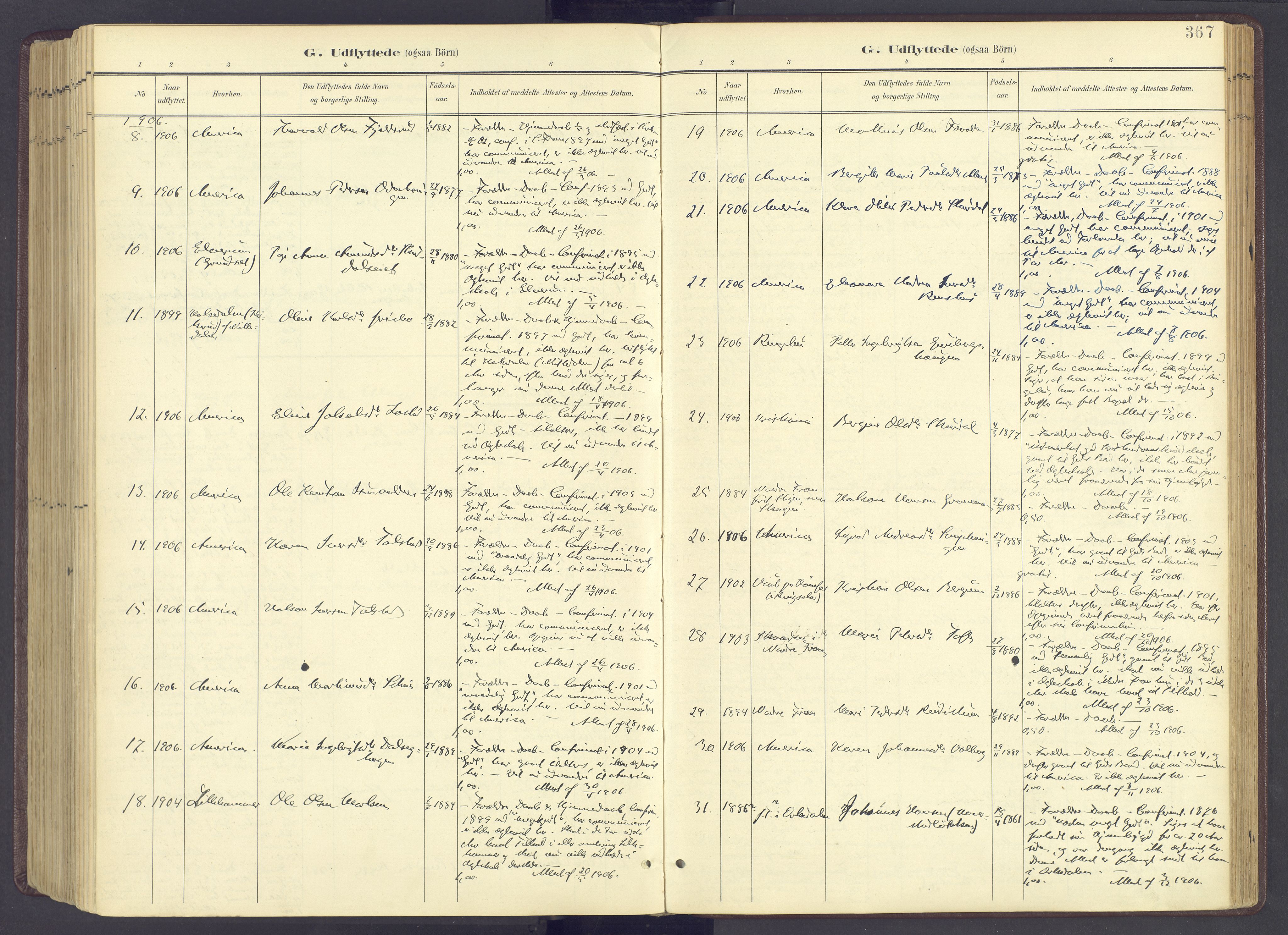 Sør-Fron prestekontor, SAH/PREST-010/H/Ha/Haa/L0004: Parish register (official) no. 4, 1898-1919, p. 367