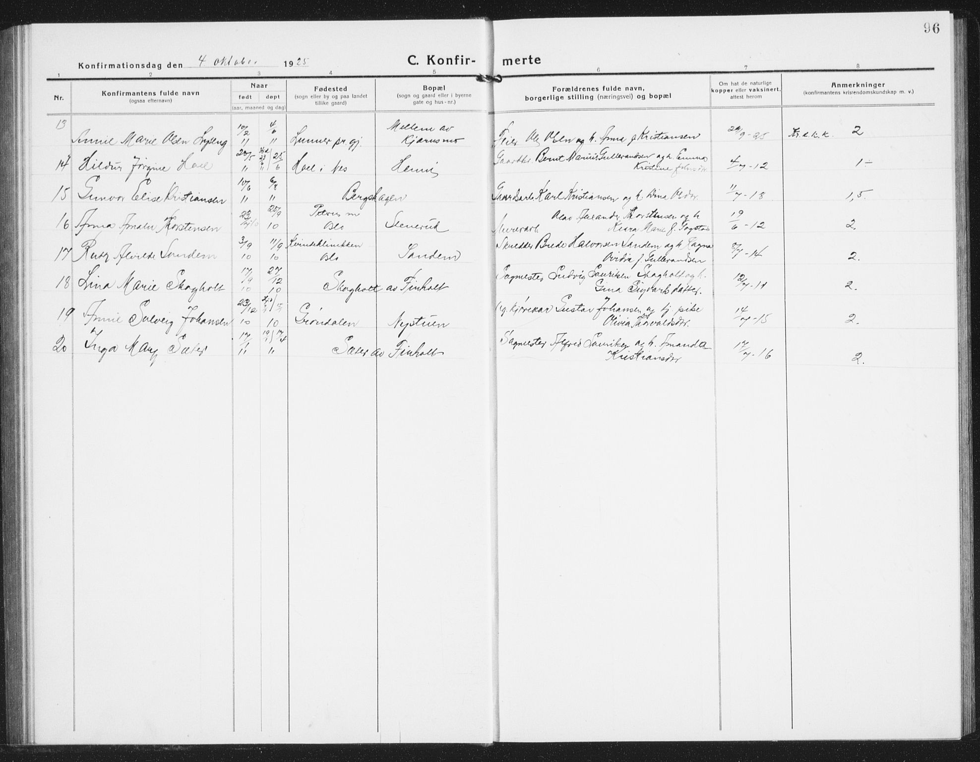 Nes prestekontor Kirkebøker, AV/SAO-A-10410/G/Gb/L0002: Parish register (copy) no. II 2, 1918-1942, p. 96