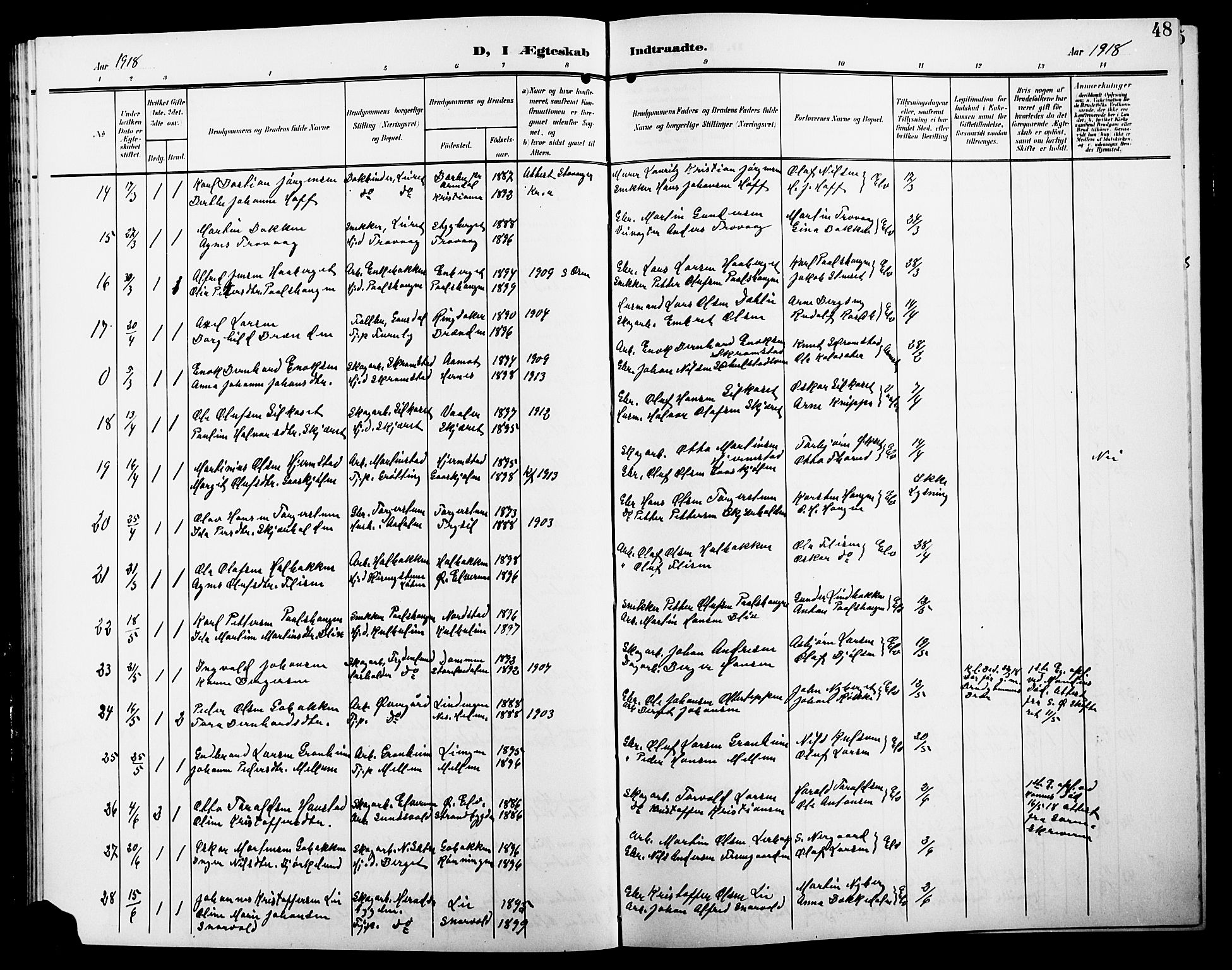 Elverum prestekontor, AV/SAH-PREST-044/H/Ha/Hab/L0009: Parish register (copy) no. 9, 1908-1921, p. 48