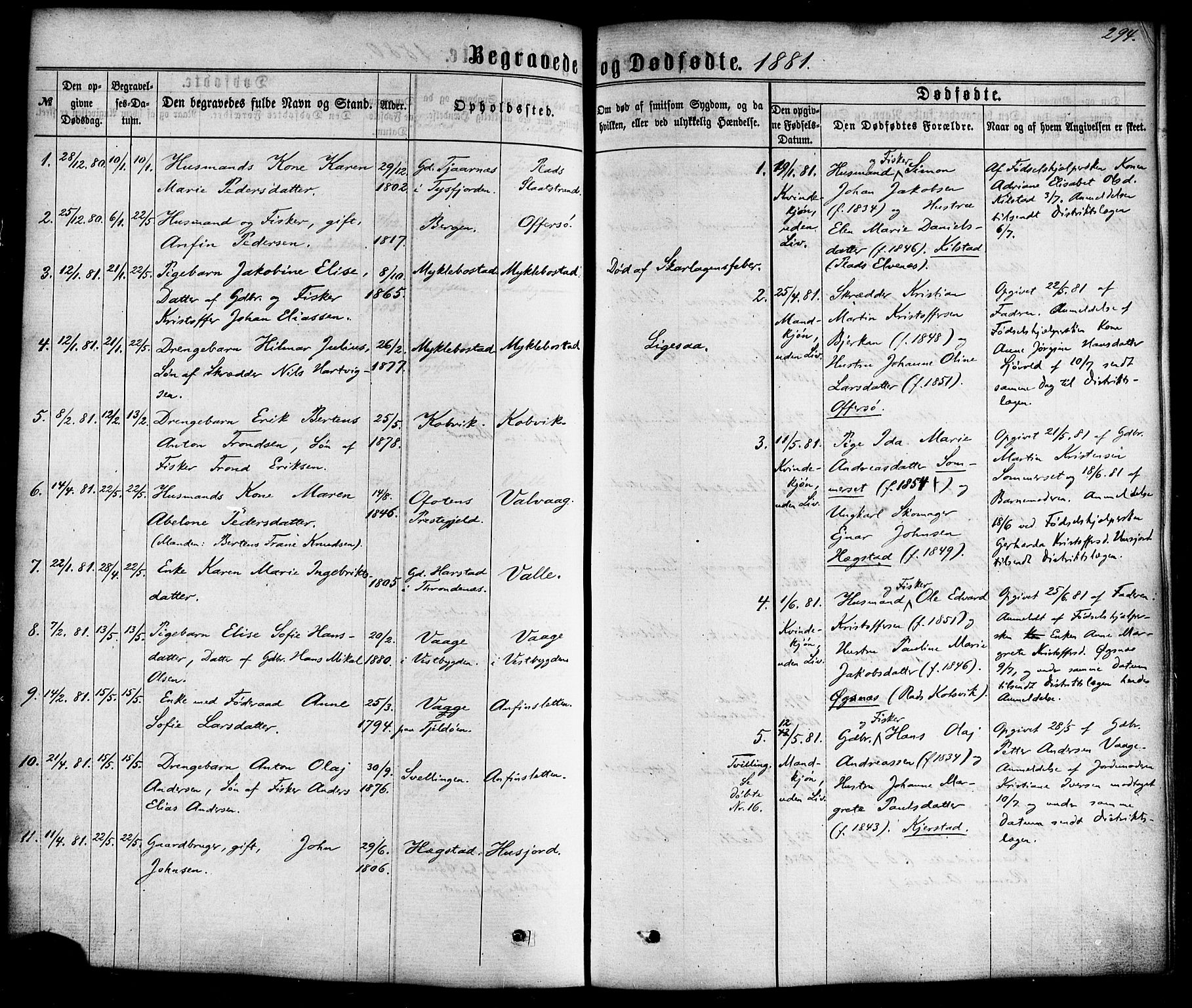 Ministerialprotokoller, klokkerbøker og fødselsregistre - Nordland, SAT/A-1459/872/L1034: Parish register (official) no. 872A09, 1864-1884, p. 294