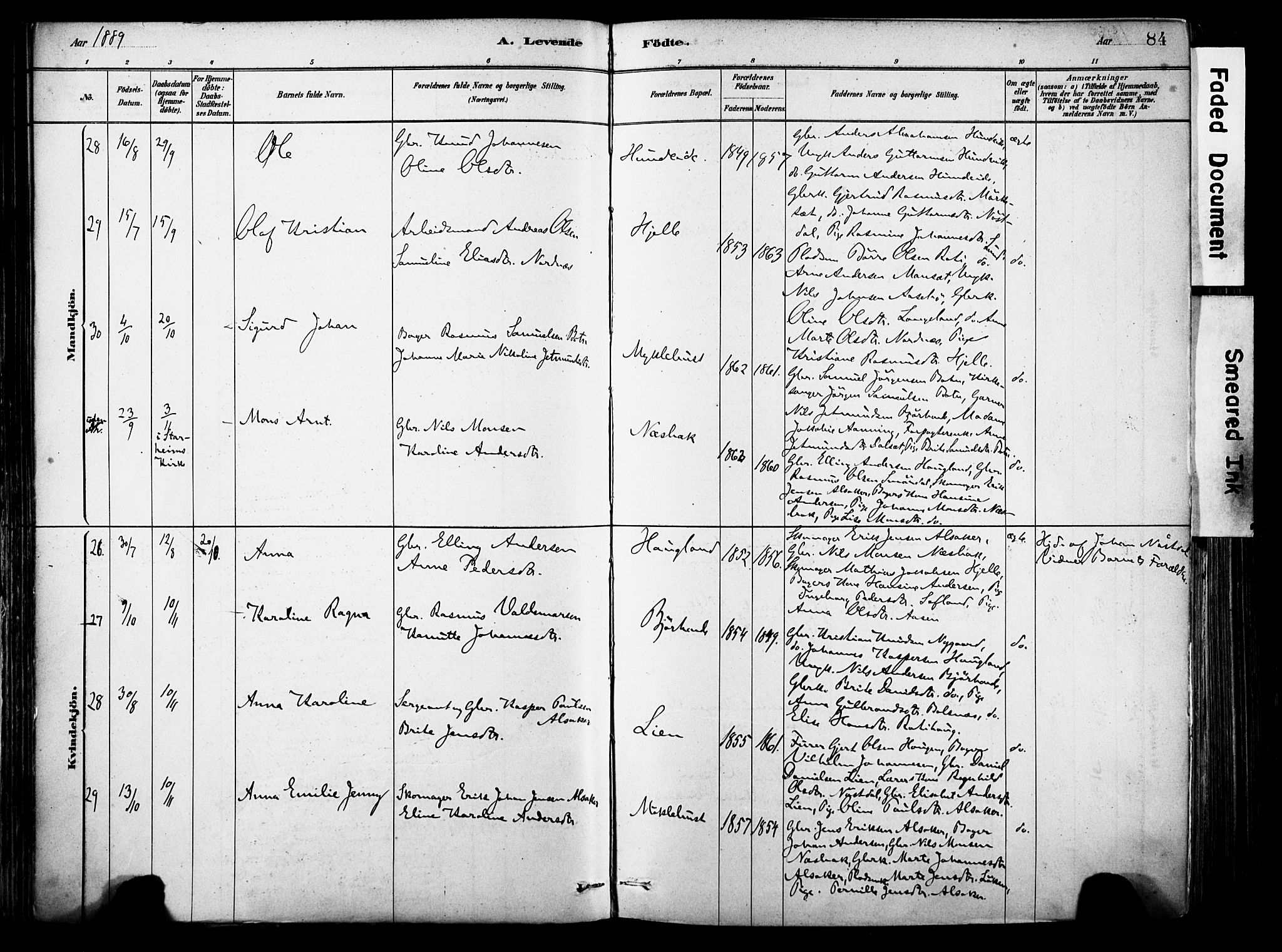 Eid sokneprestembete, AV/SAB-A-82301/H/Haa/Haab/L0001: Parish register (official) no. B 1, 1879-1906, p. 84