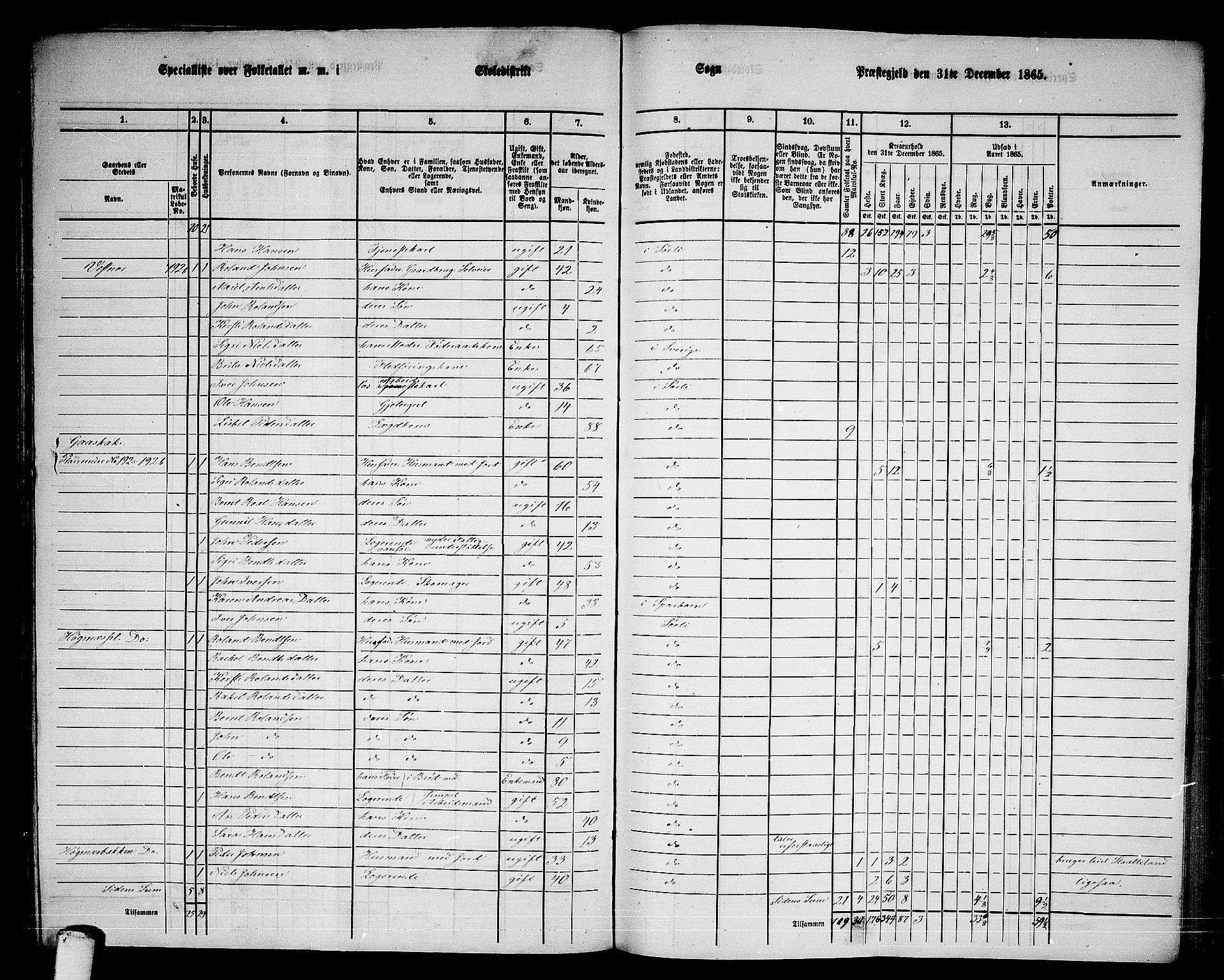 RA, 1865 census for Snåsa, 1865, p. 147