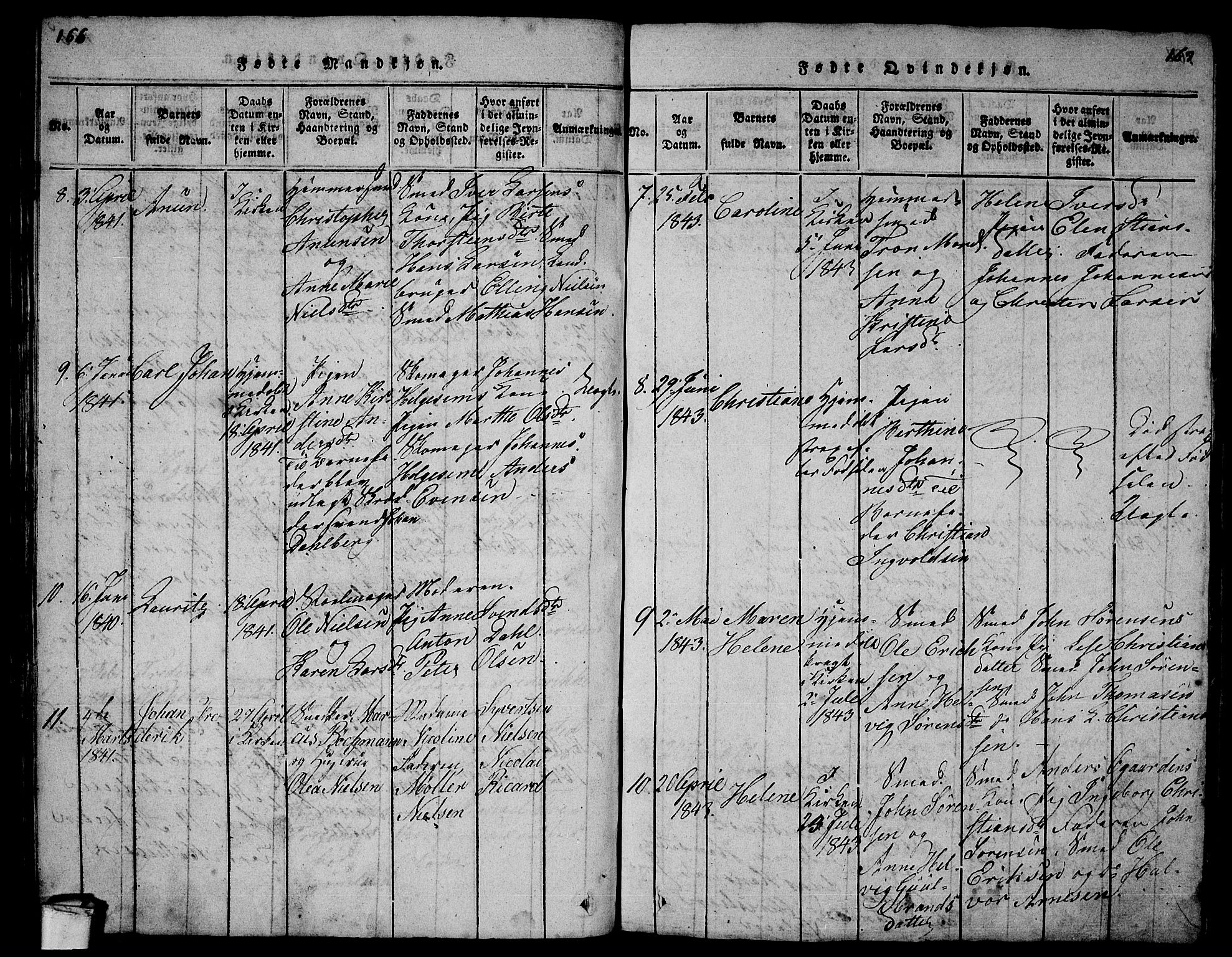 Larvik kirkebøker, AV/SAKO-A-352/G/Gb/L0001: Parish register (copy) no. II 1, 1818-1843, p. 166-167