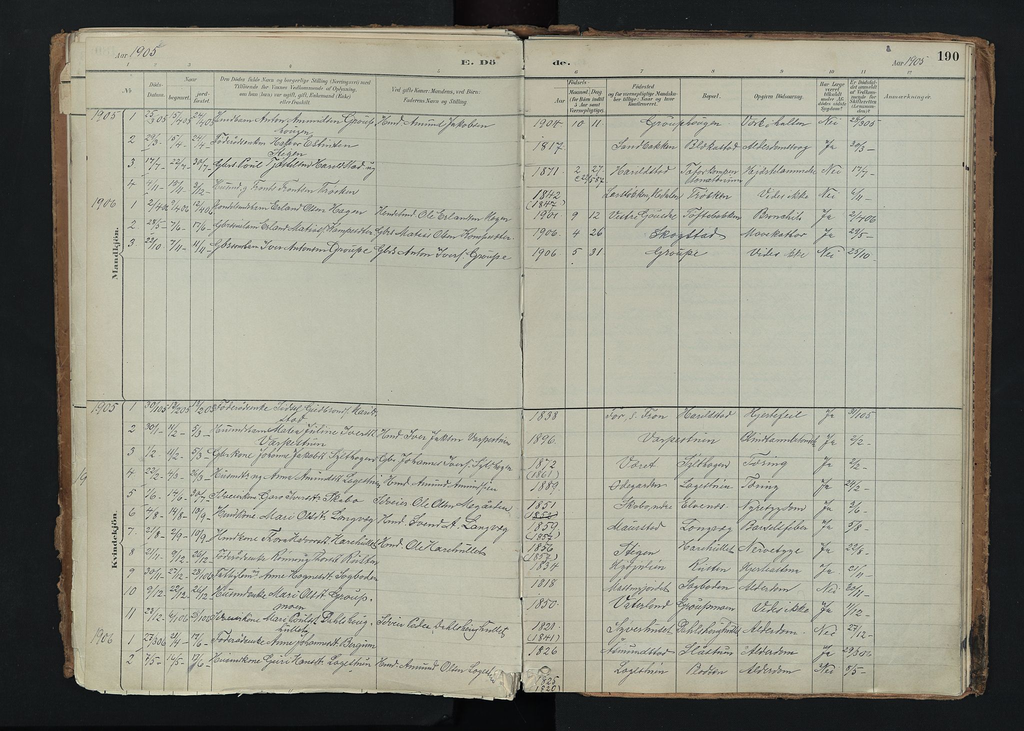 Nord-Fron prestekontor, SAH/PREST-080/H/Ha/Haa/L0005: Parish register (official) no. 5, 1884-1914, p. 190