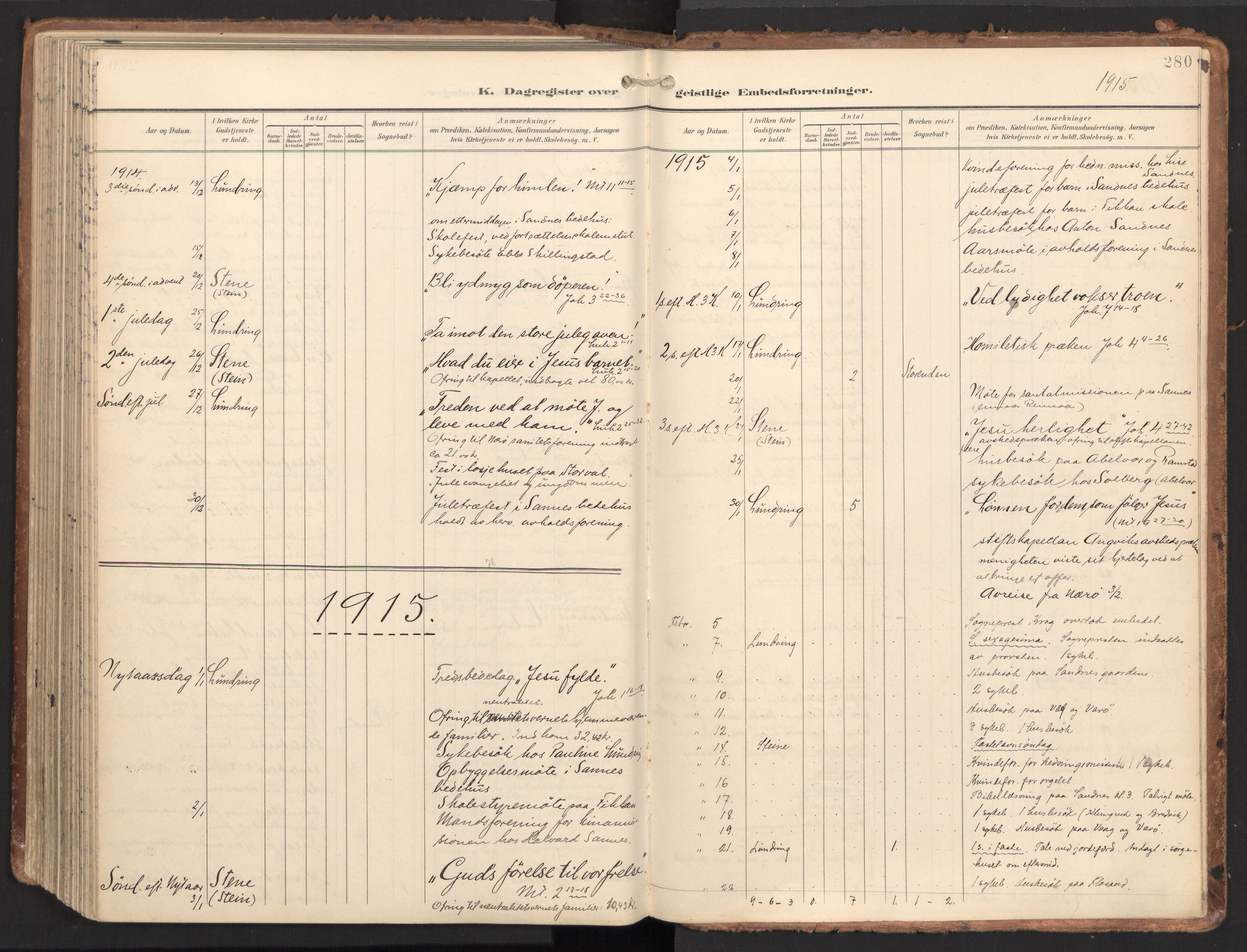 Ministerialprotokoller, klokkerbøker og fødselsregistre - Nord-Trøndelag, SAT/A-1458/784/L0677: Parish register (official) no. 784A12, 1900-1920, p. 280