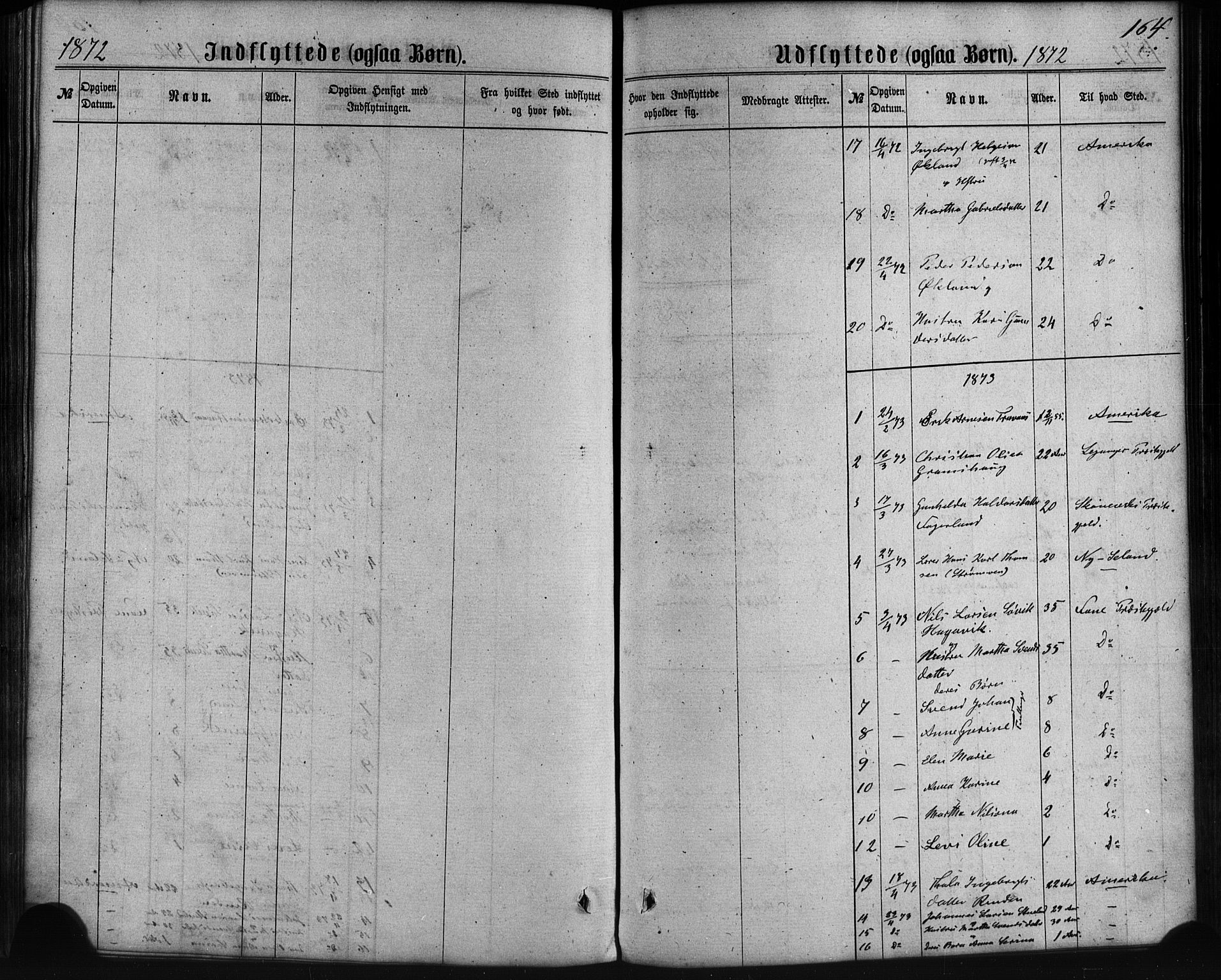 Sveio Sokneprestembete, AV/SAB-A-78501/H/Haa: Parish register (official) no. C 1, 1862-1880, p. 164