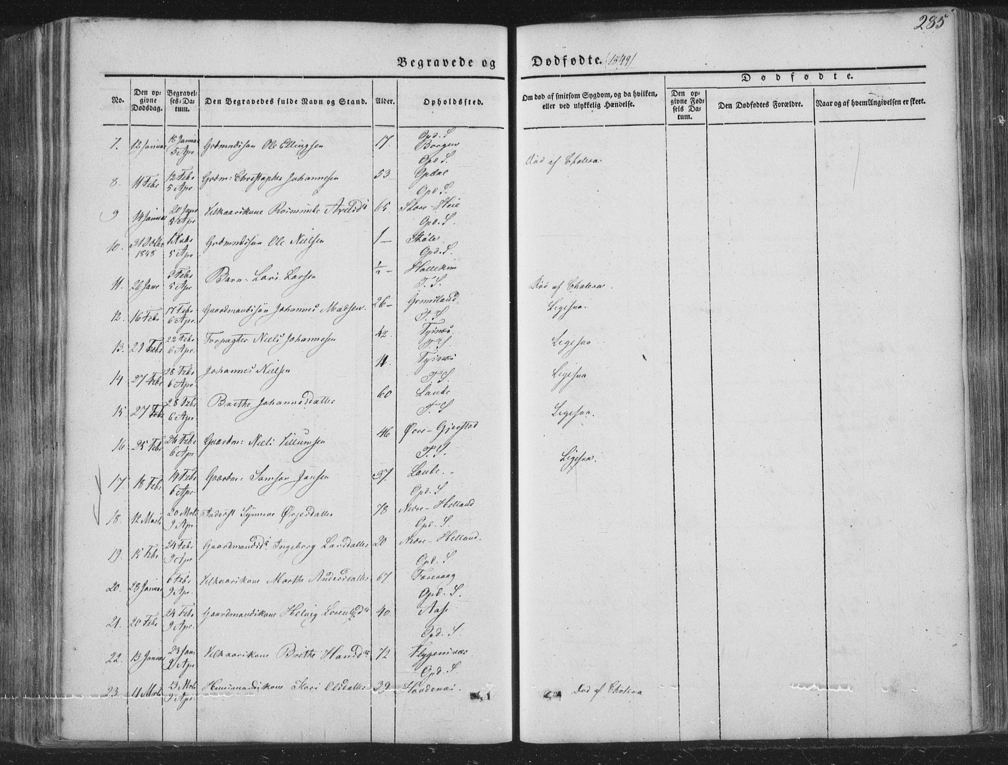 Tysnes sokneprestembete, AV/SAB-A-78601/H/Haa: Parish register (official) no. A 10, 1848-1859, p. 285