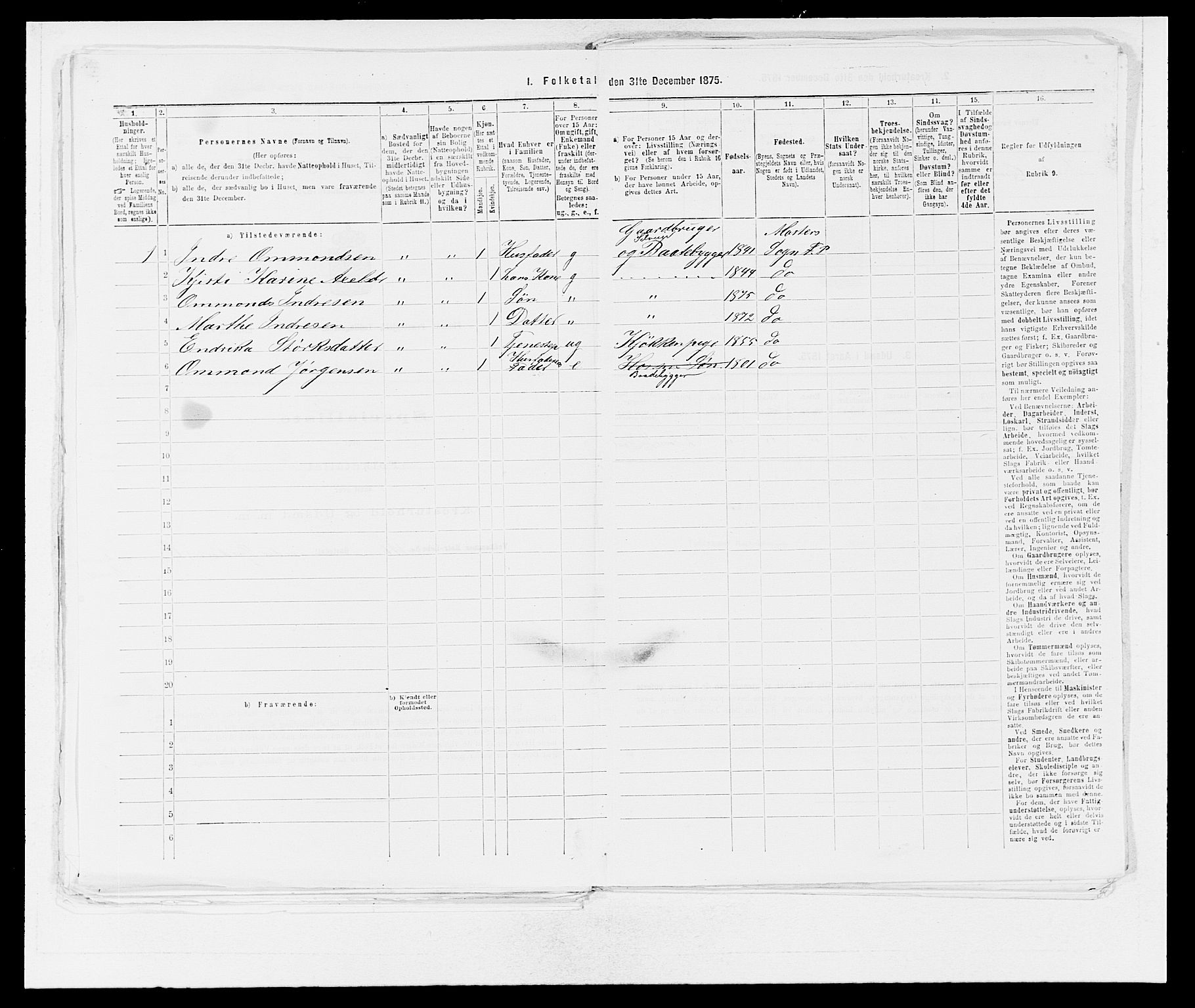 SAB, 1875 census for 1218P Finnås, 1875, p. 441