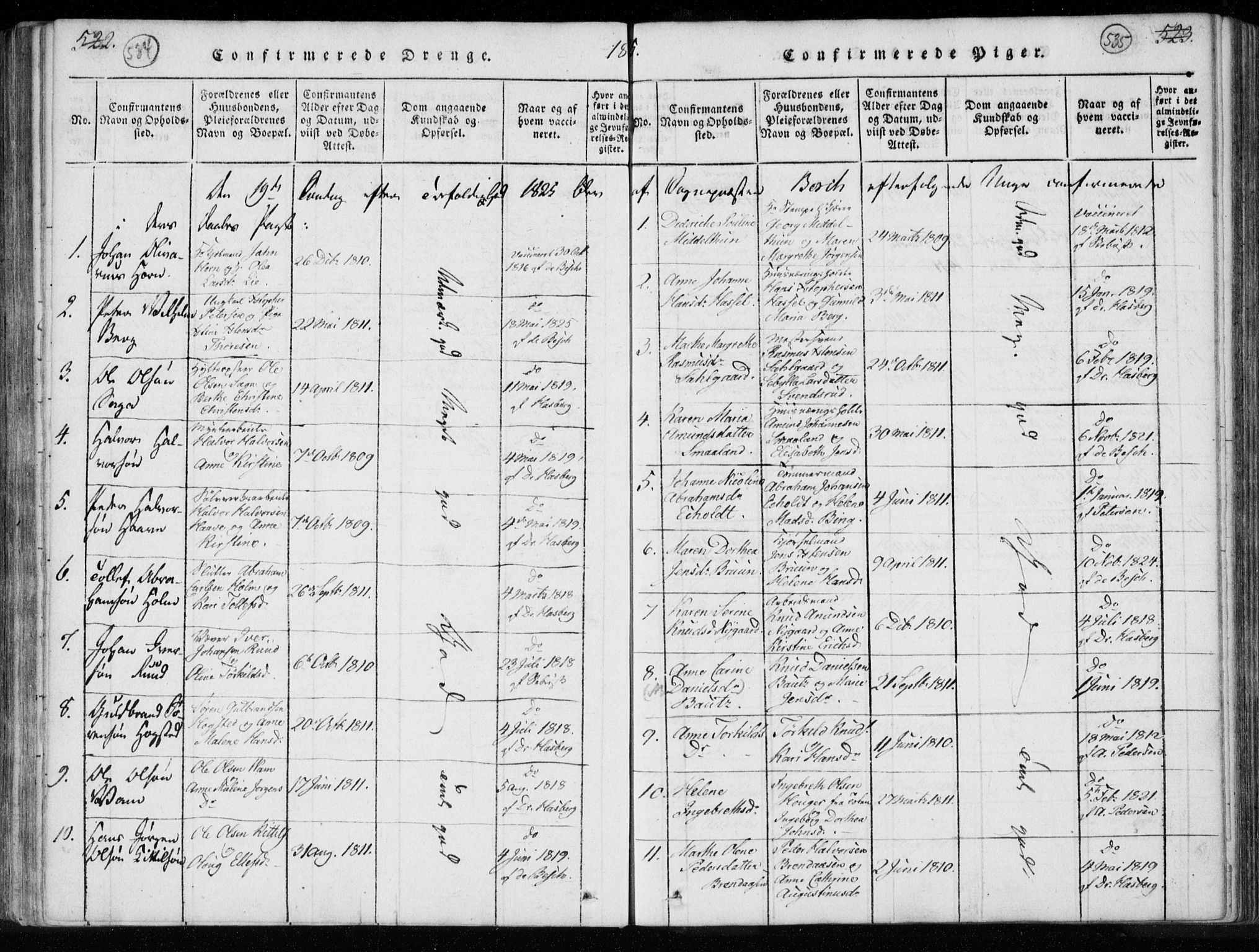 Kongsberg kirkebøker, AV/SAKO-A-22/F/Fa/L0008: Parish register (official) no. I 8, 1816-1839, p. 534-535