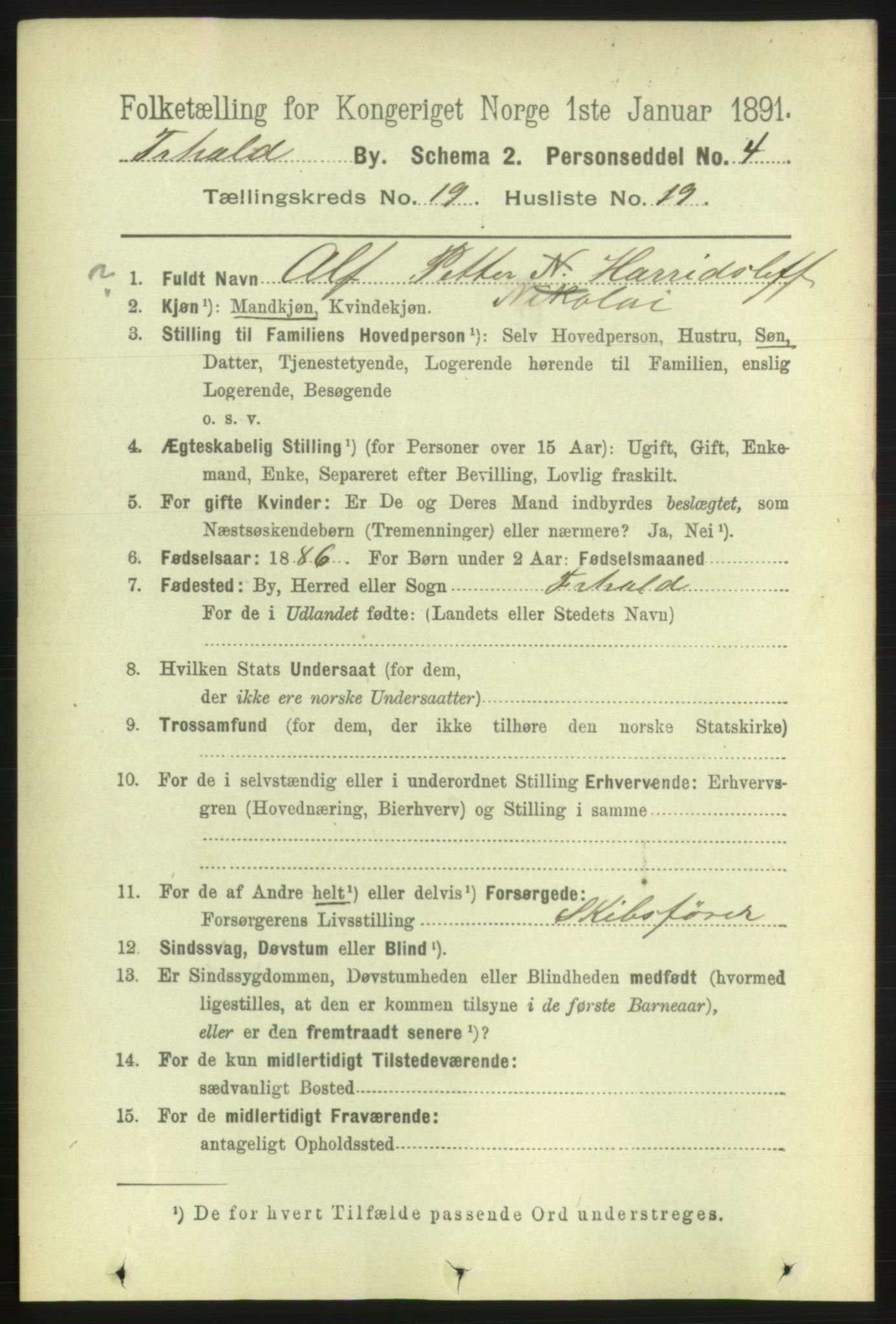 RA, 1891 census for 0101 Fredrikshald, 1891, p. 12189