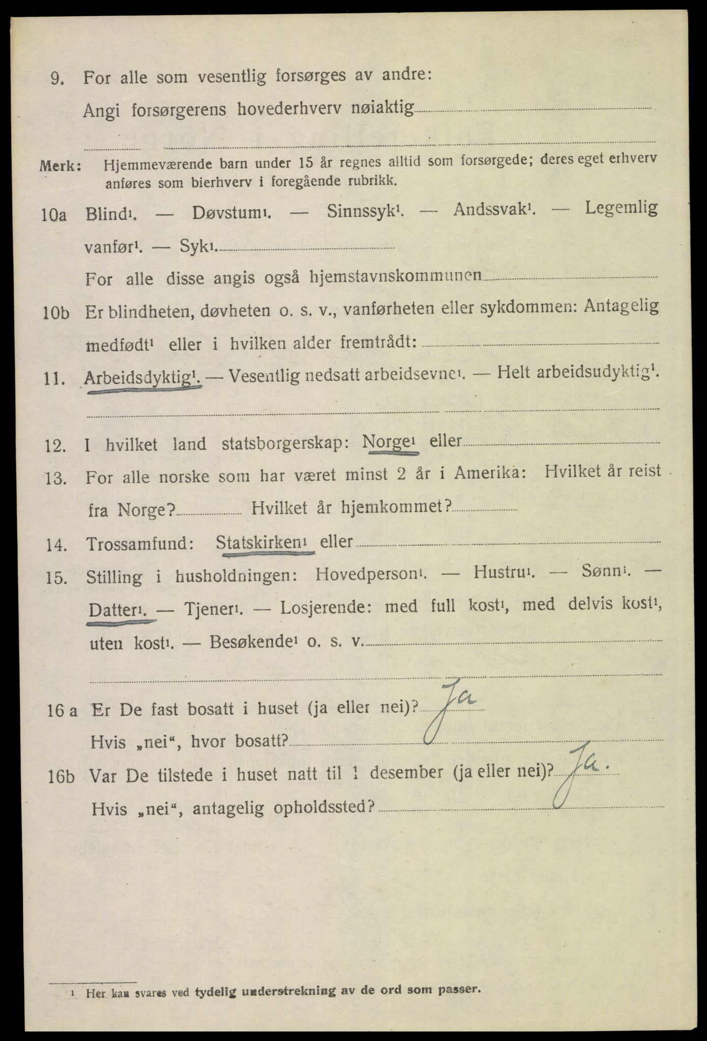 SAH, 1920 census for Trysil, 1920, p. 9494