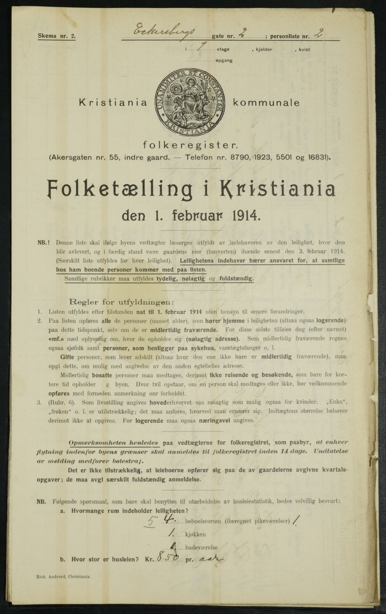 OBA, Municipal Census 1914 for Kristiania, 1914, p. 18384