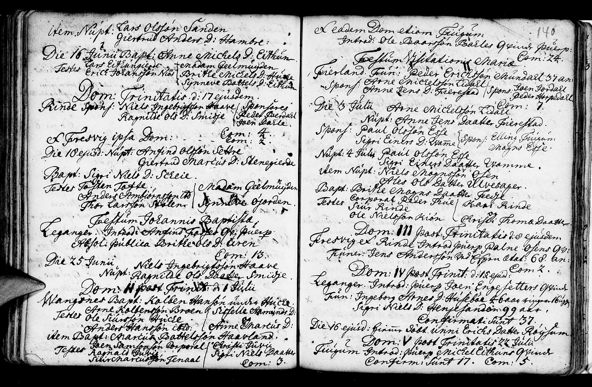 Leikanger sokneprestembete, AV/SAB-A-81001/H/Haa/Haaa/L0002: Parish register (official) no. A 2, 1735-1756, p. 140