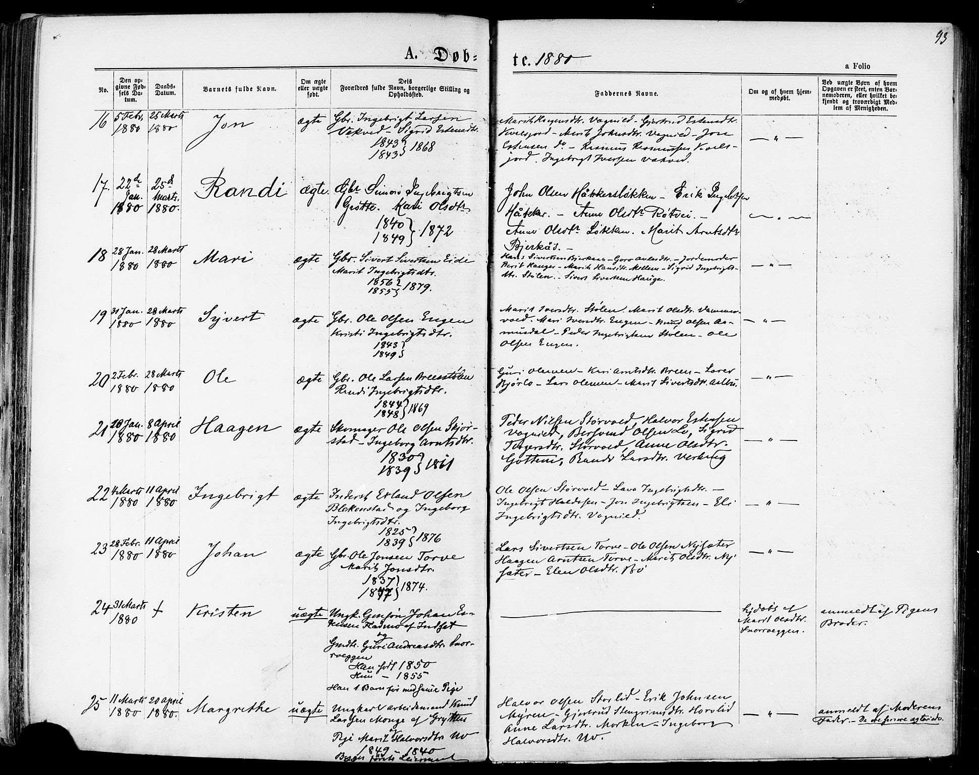 Ministerialprotokoller, klokkerbøker og fødselsregistre - Sør-Trøndelag, AV/SAT-A-1456/678/L0900: Parish register (official) no. 678A09, 1872-1881, p. 93