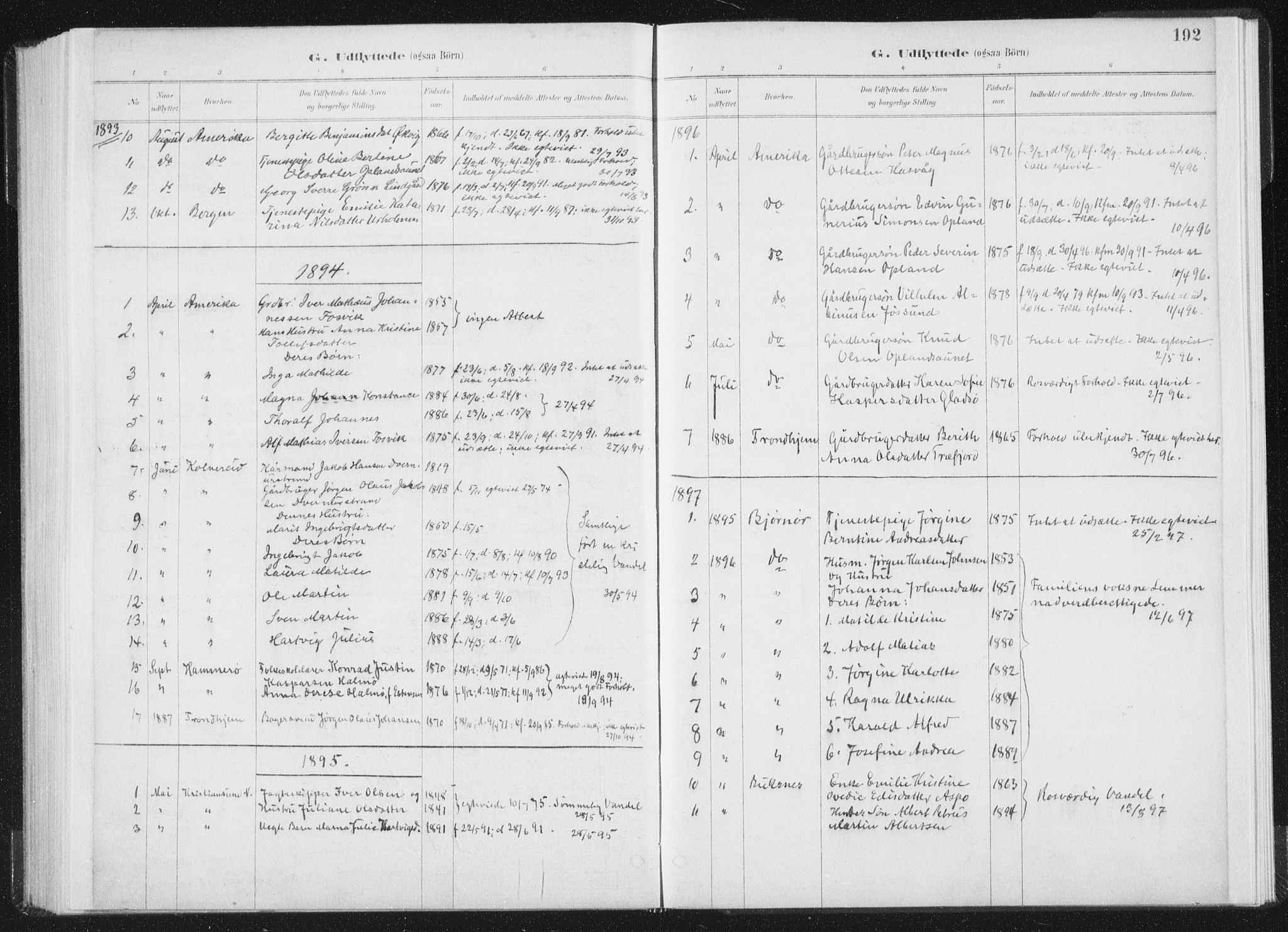 Ministerialprotokoller, klokkerbøker og fødselsregistre - Nord-Trøndelag, SAT/A-1458/771/L0597: Parish register (official) no. 771A04, 1885-1910, p. 192