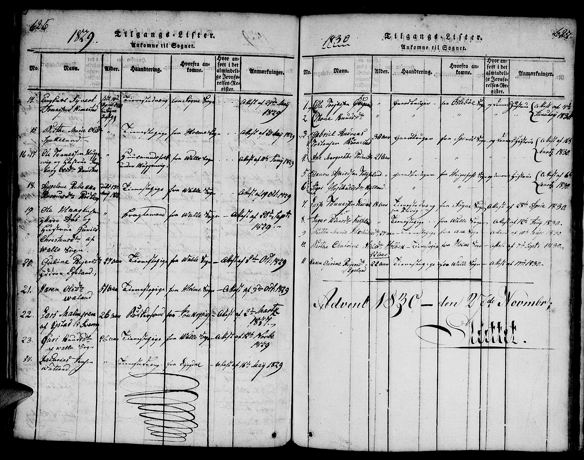 Mandal sokneprestkontor, SAK/1111-0030/F/Fa/Faa/L0010: Parish register (official) no. A 10, 1817-1830, p. 626-627