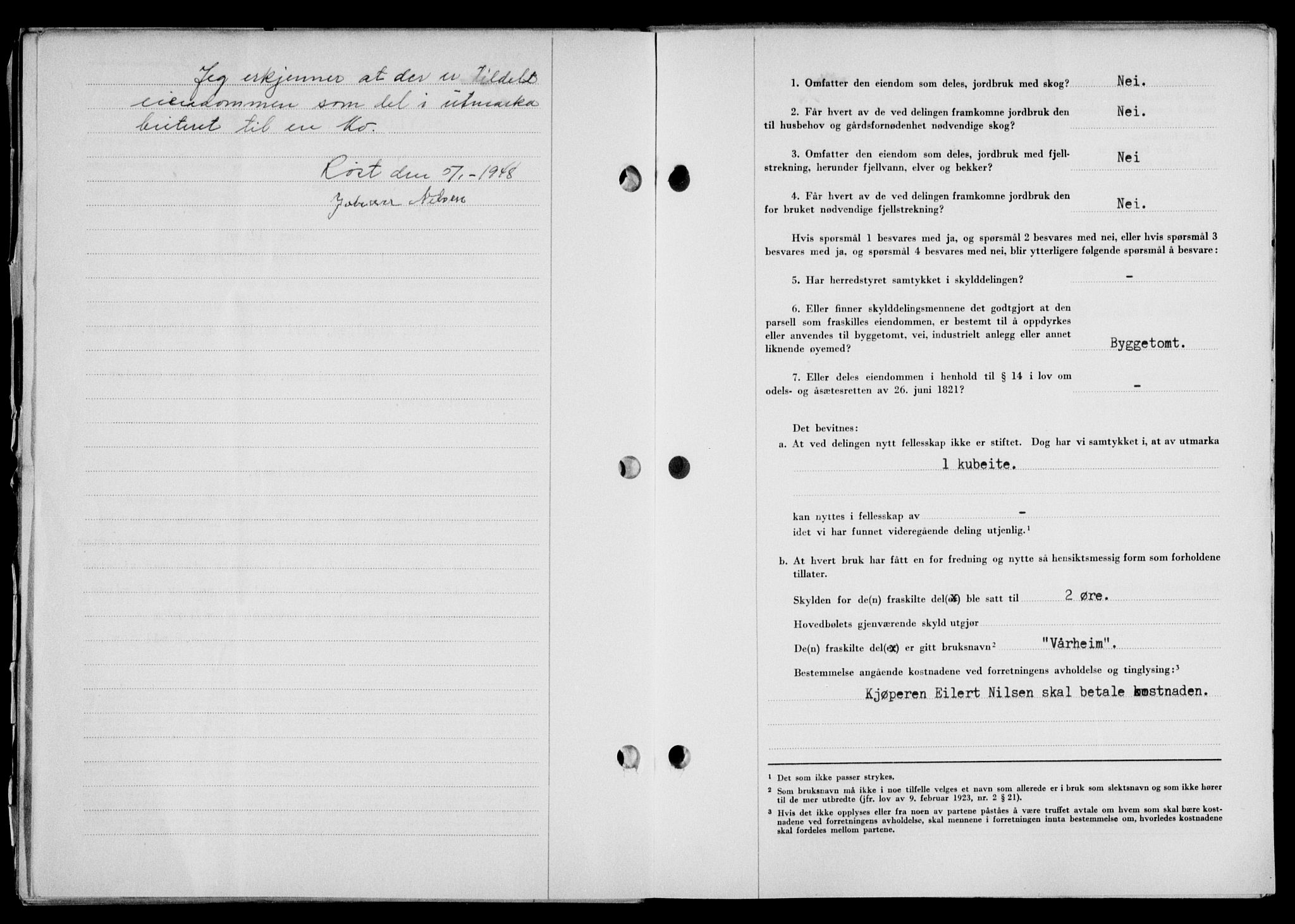 Lofoten sorenskriveri, SAT/A-0017/1/2/2C/L0017a: Mortgage book no. 17a, 1947-1948, Diary no: : 91/1948