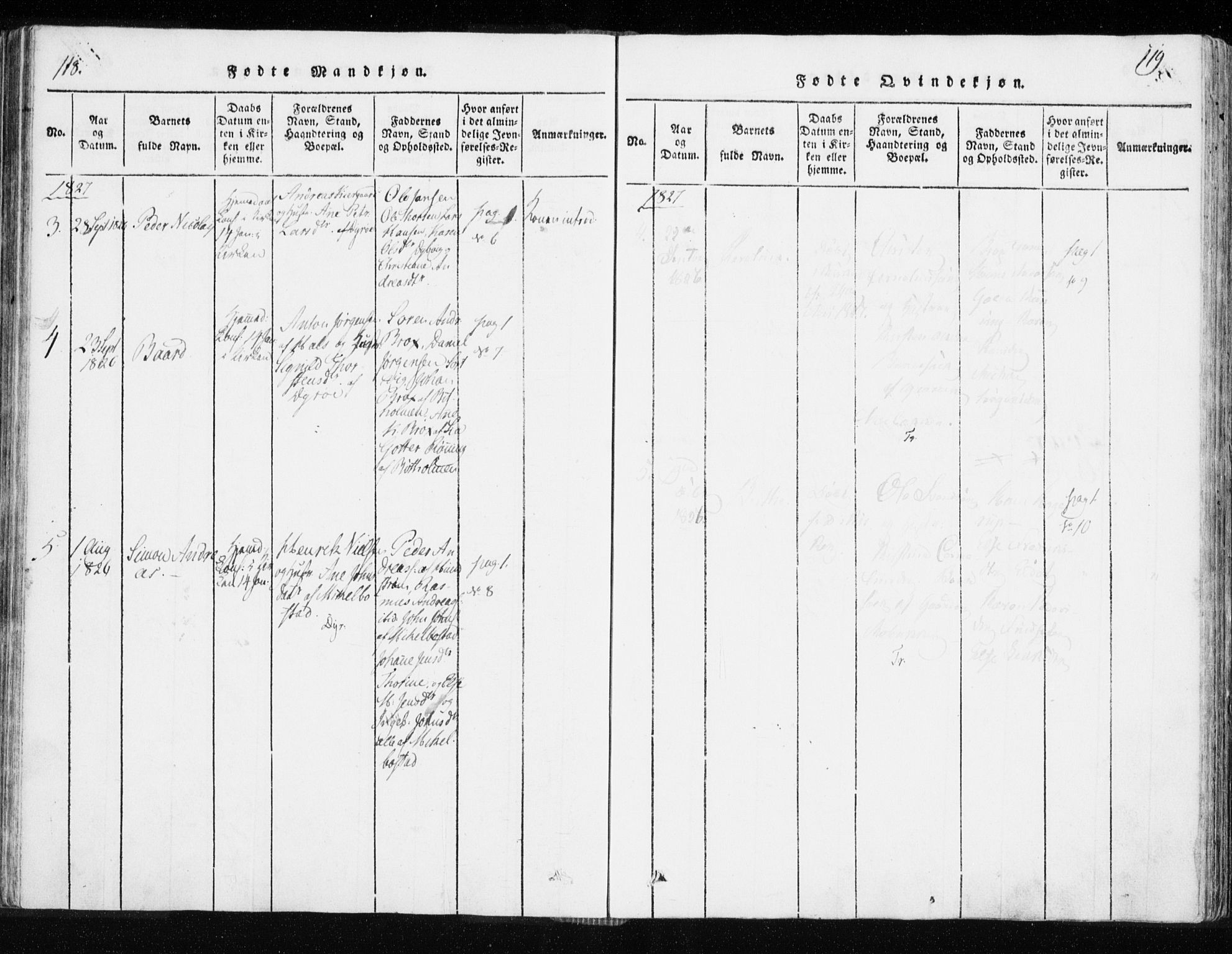 Tranøy sokneprestkontor, AV/SATØ-S-1313/I/Ia/Iaa/L0004kirke: Parish register (official) no. 4, 1820-1829, p. 118-119