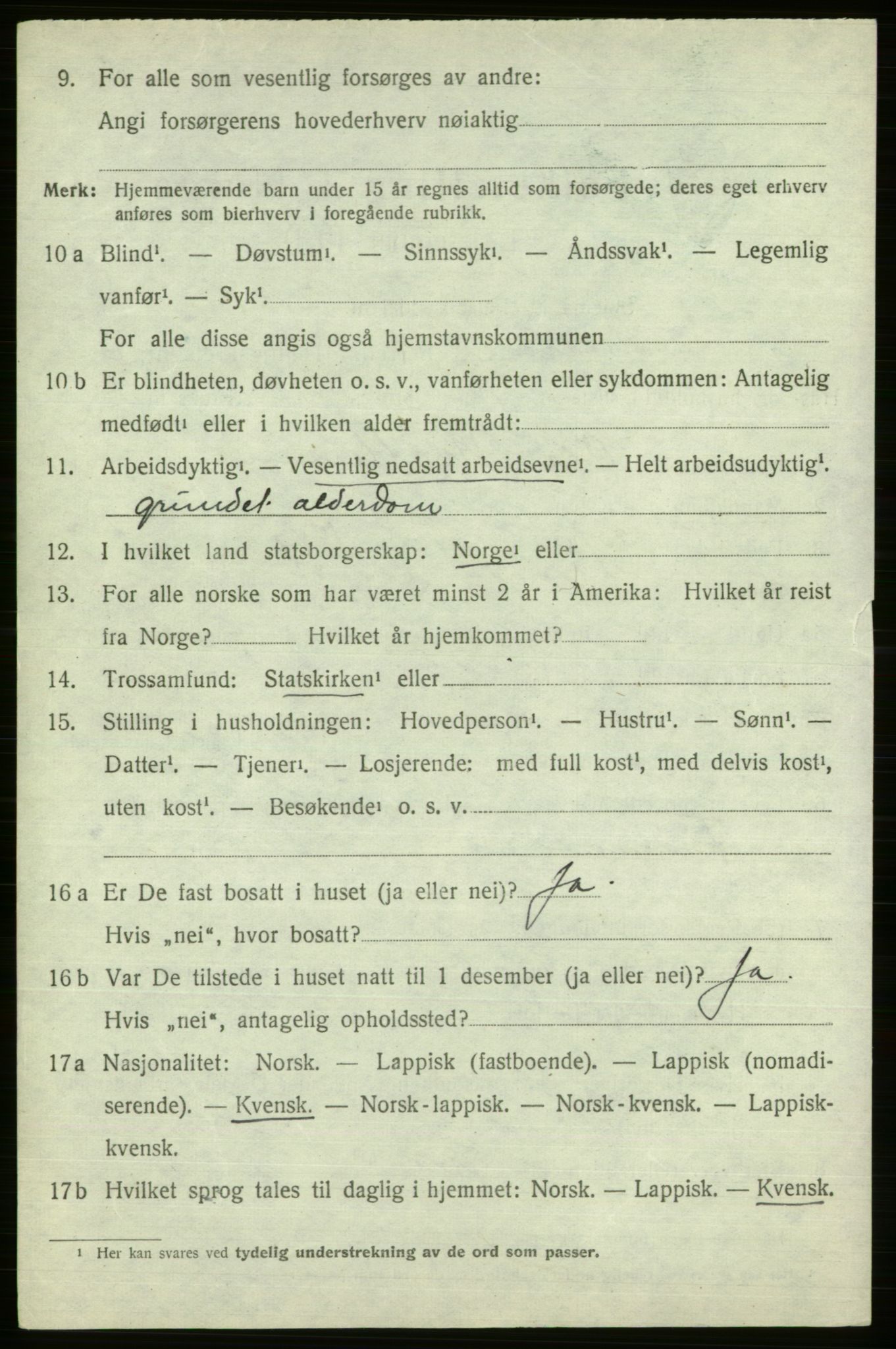 SATØ, 1920 census for Alta, 1920, p. 3888