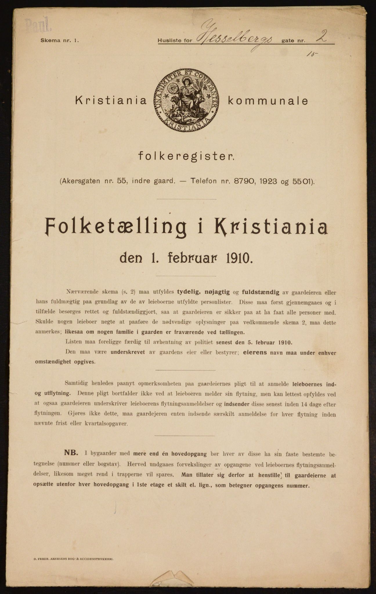 OBA, Municipal Census 1910 for Kristiania, 1910, p. 39104