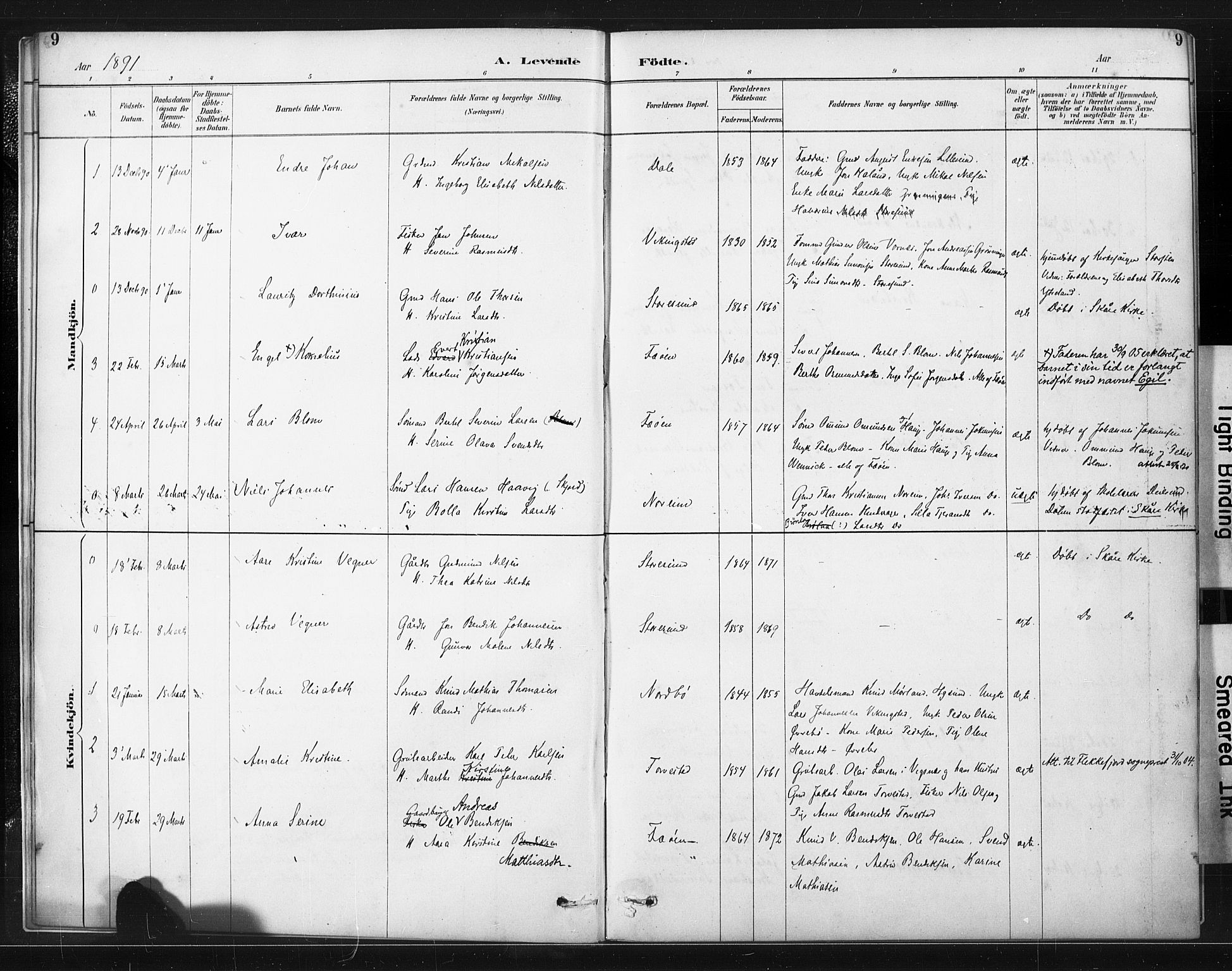 Torvastad sokneprestkontor, AV/SAST-A -101857/H/Ha/Haa/L0015: Parish register (official) no. A 14, 1888-1899, p. 9