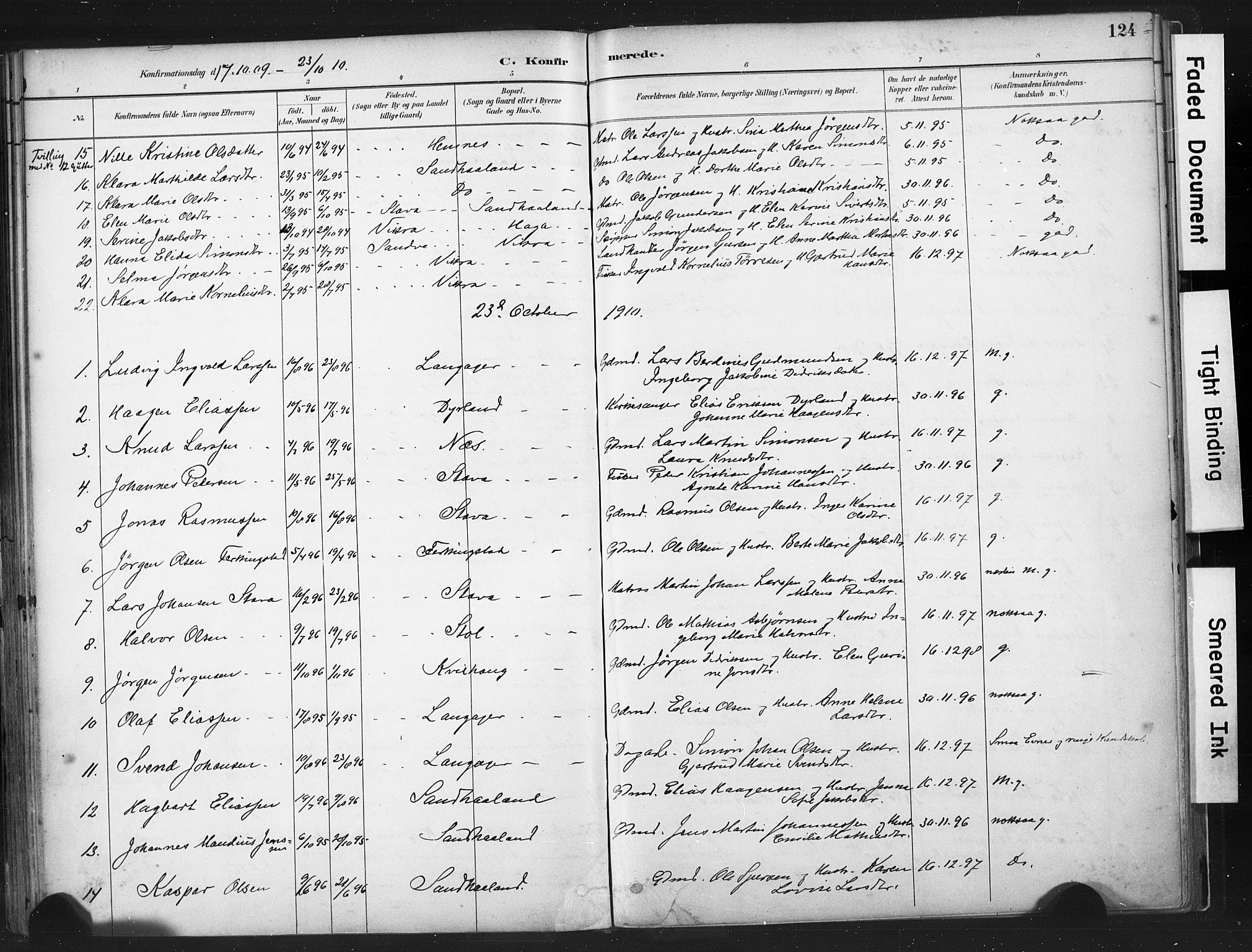 Skudenes sokneprestkontor, SAST/A -101849/H/Ha/Haa/L0010: Parish register (official) no. A 7, 1882-1912, p. 124