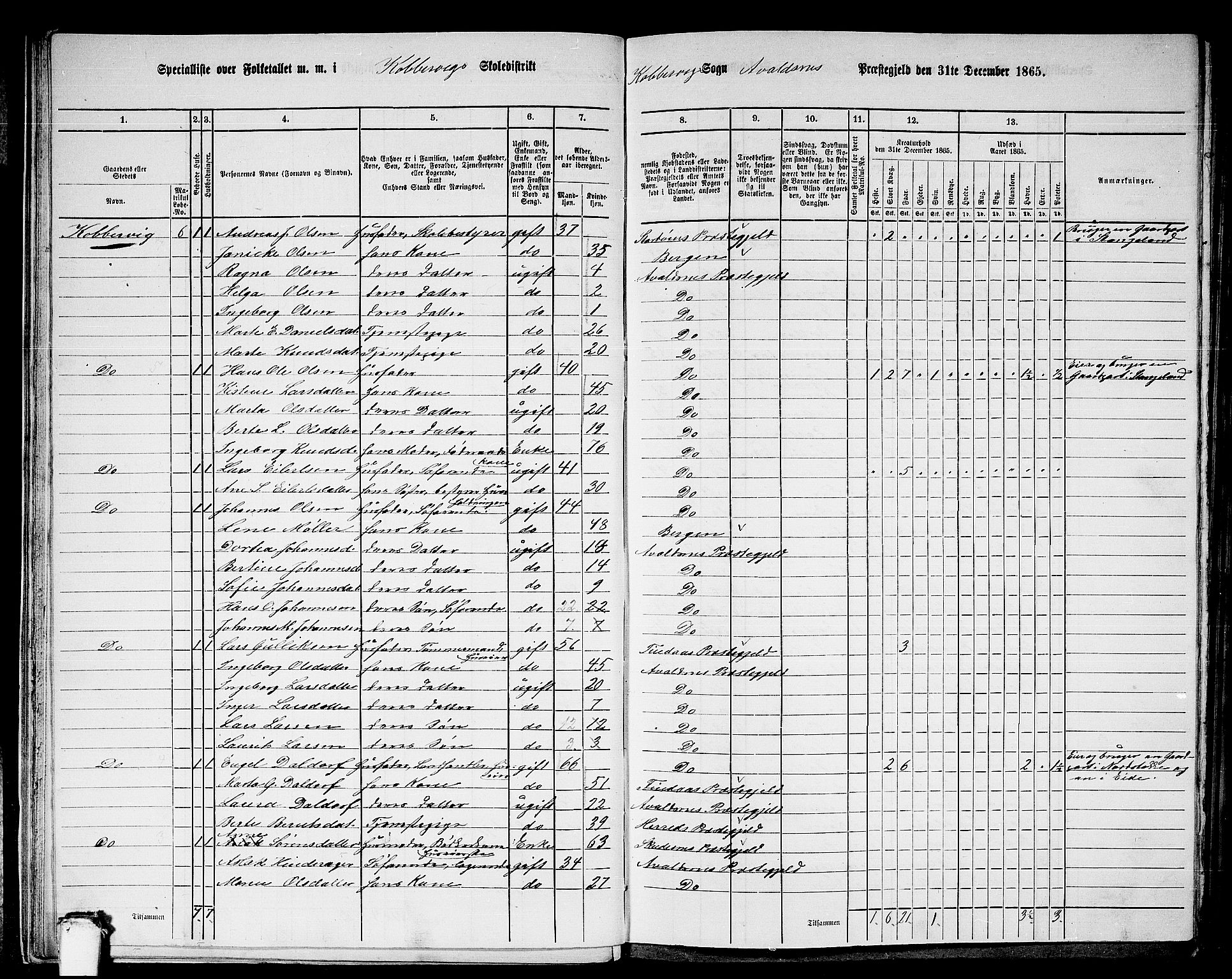 RA, 1865 census for Avaldsnes, 1865, p. 29