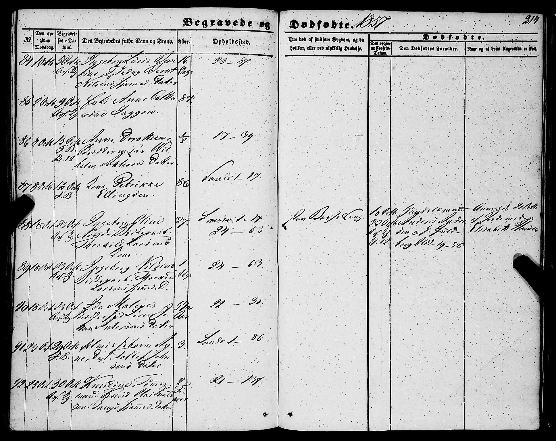 Korskirken sokneprestembete, AV/SAB-A-76101/H/Haa: Parish register (official) no. E 2, 1848-1862, p. 214