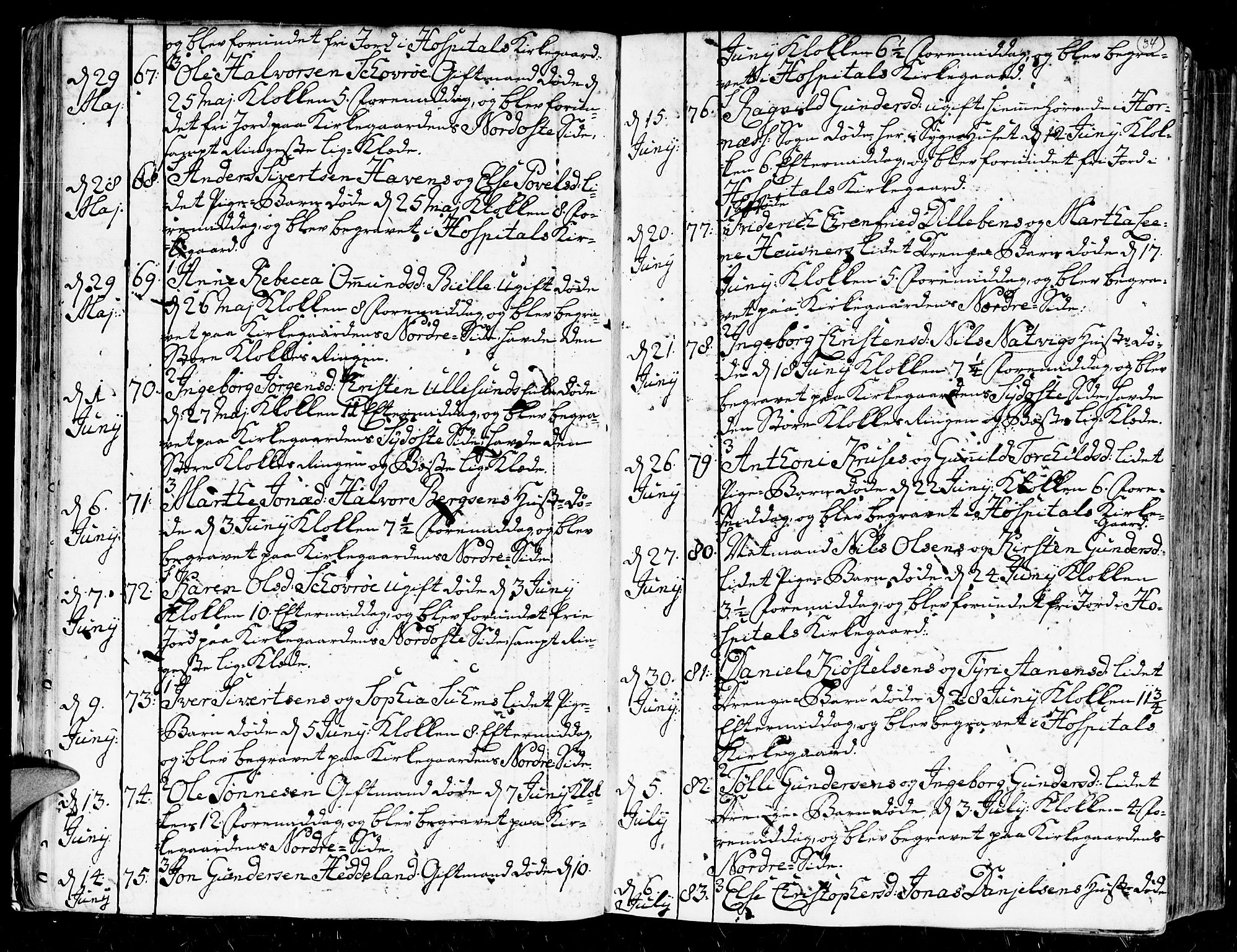 Kristiansand domprosti, AV/SAK-1112-0006/F/Fa/L0004: Parish register (official) no. A 4, 1762-1794, p. 34