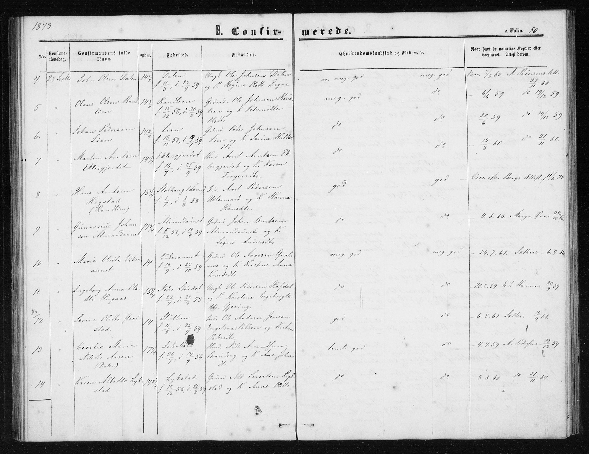 Ministerialprotokoller, klokkerbøker og fødselsregistre - Sør-Trøndelag, AV/SAT-A-1456/608/L0333: Parish register (official) no. 608A02, 1862-1876, p. 50