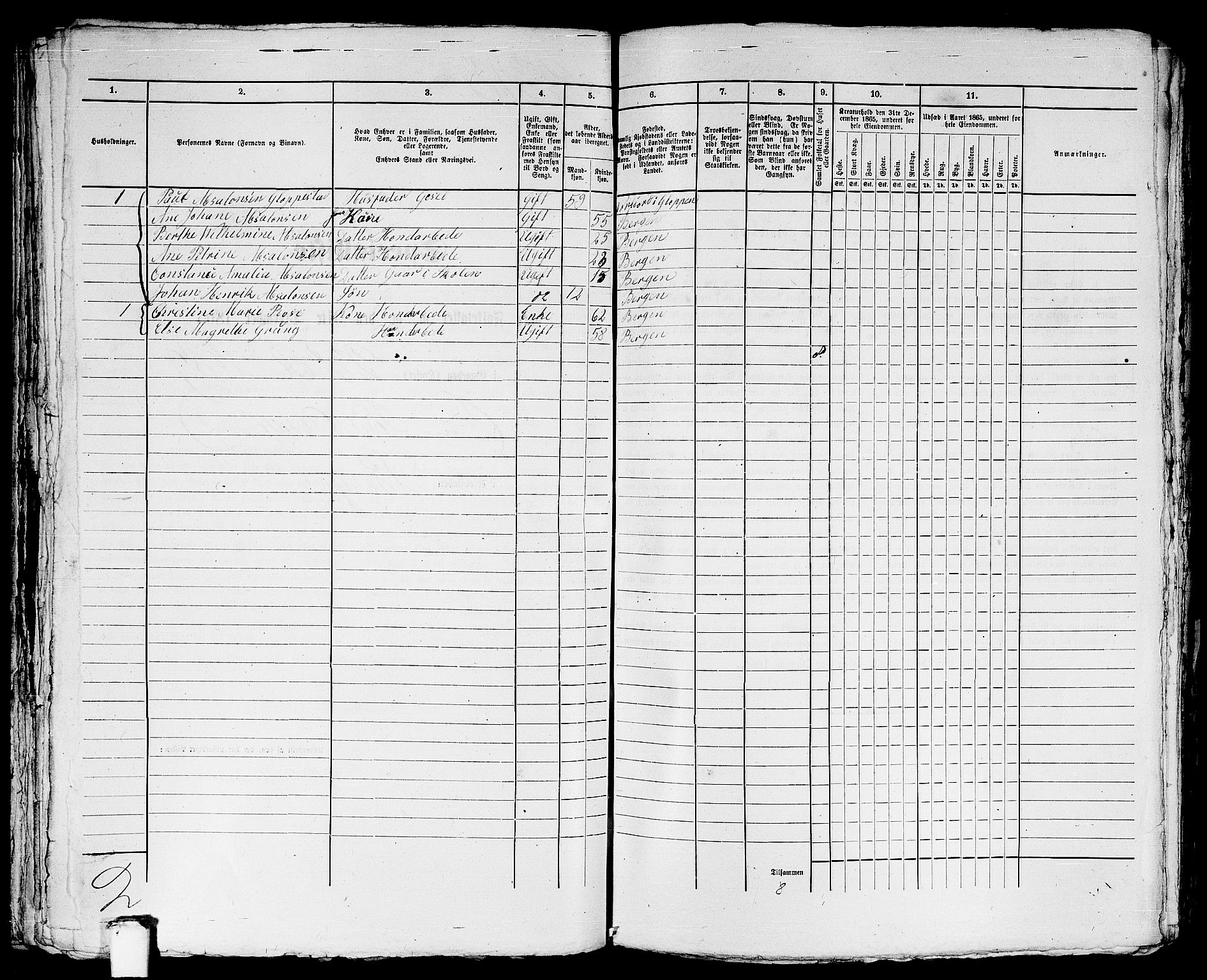 RA, 1865 census for Bergen, 1865, p. 4730