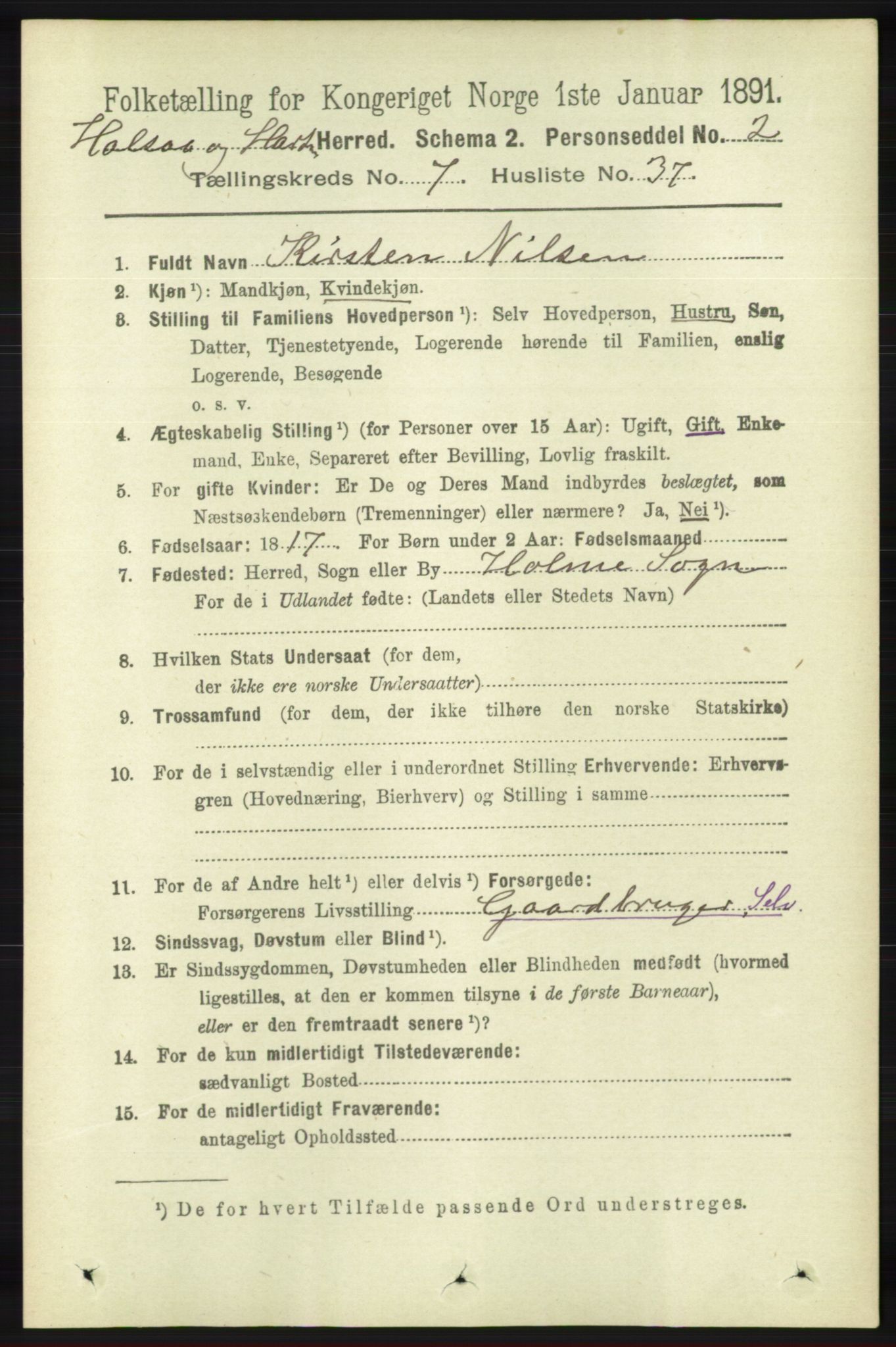 RA, 1891 census for 1019 Halse og Harkmark, 1891, p. 2942