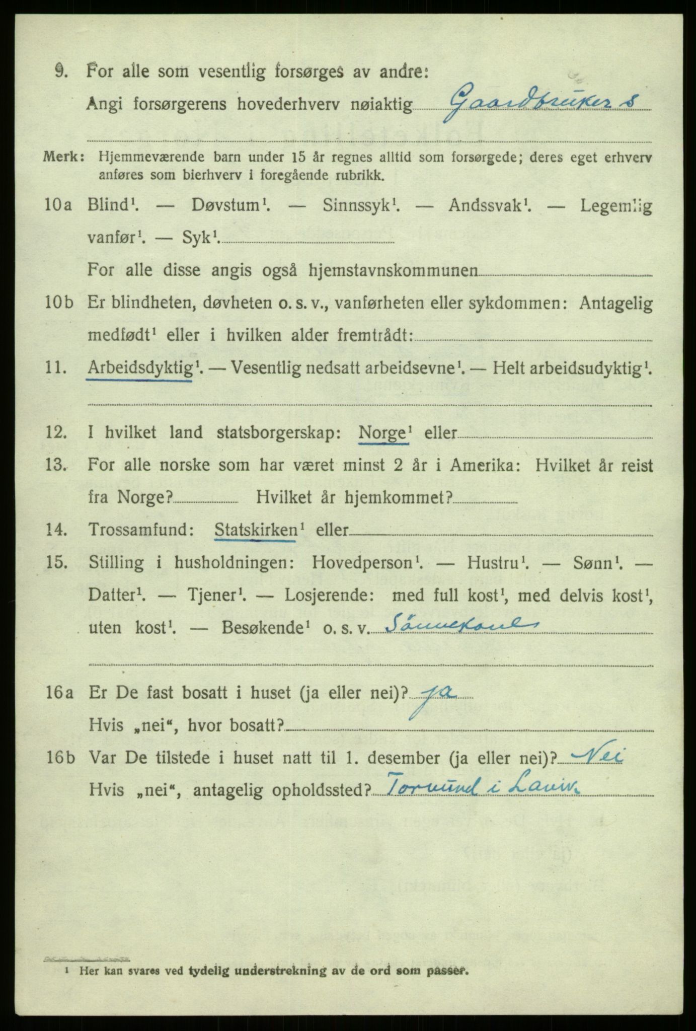 SAB, 1920 census for Lavik, 1920, p. 1749