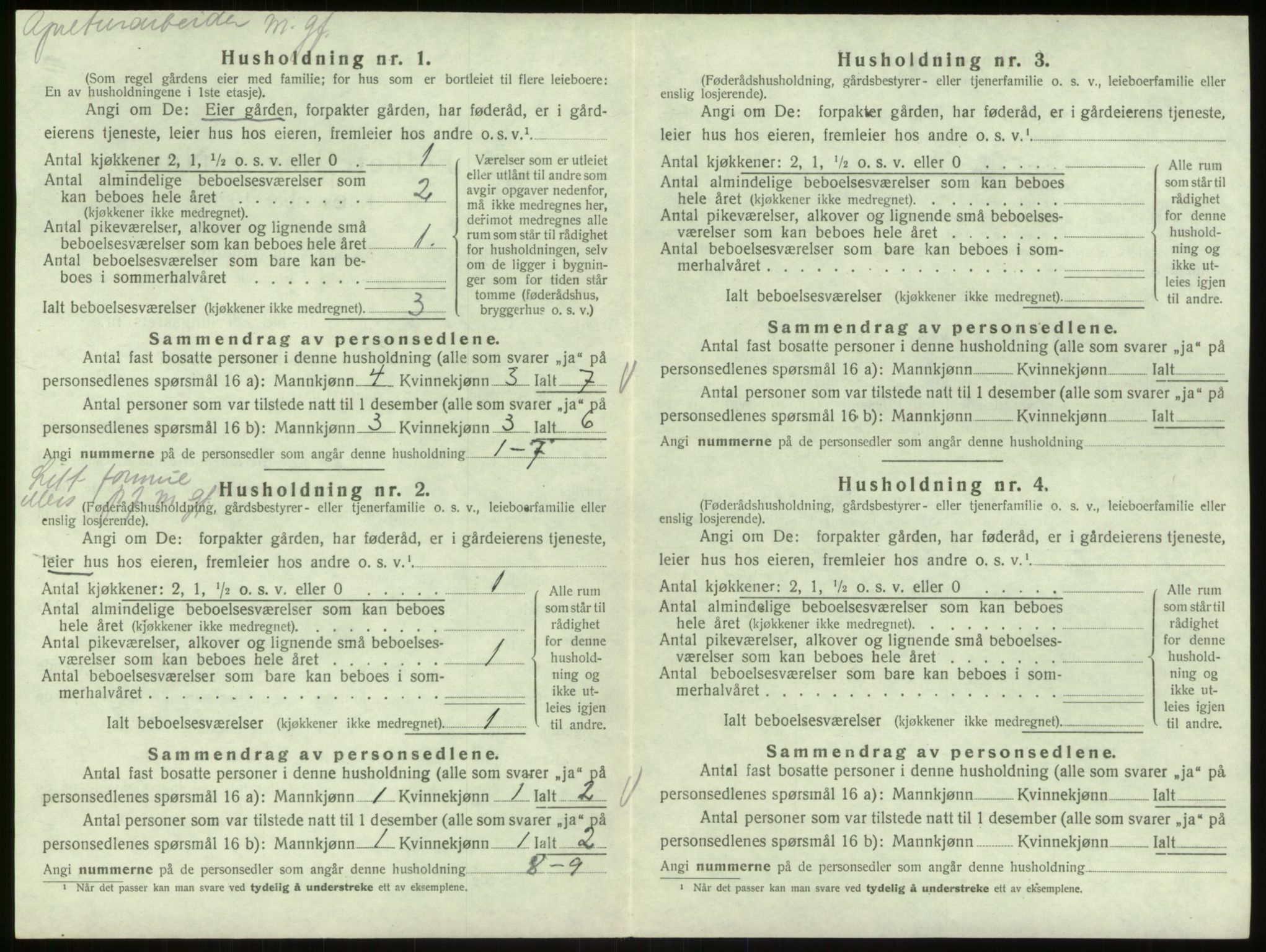 SAB, 1920 census for Bruvik, 1920, p. 809