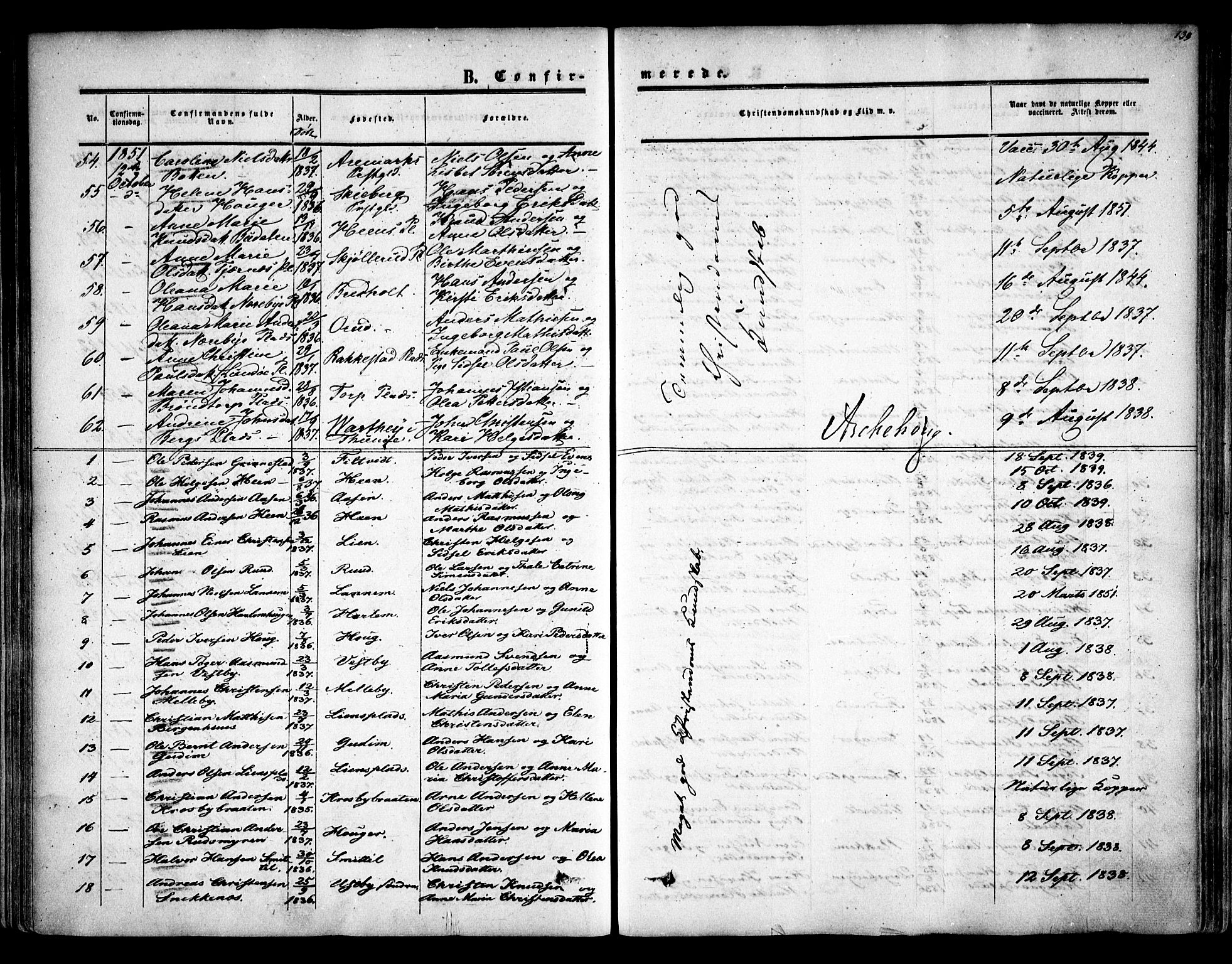 Rakkestad prestekontor Kirkebøker, AV/SAO-A-2008/F/Fa/L0009: Parish register (official) no. I 9, 1850-1856, p. 139