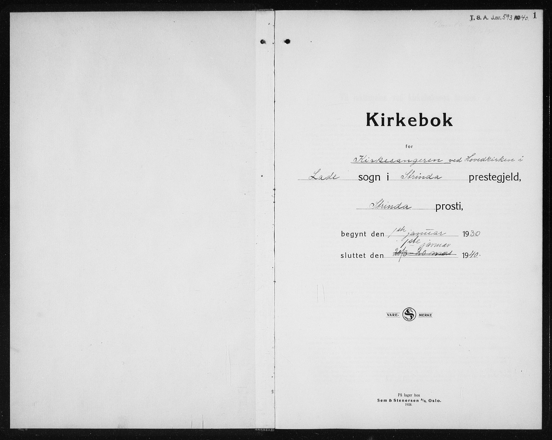 Ministerialprotokoller, klokkerbøker og fødselsregistre - Sør-Trøndelag, SAT/A-1456/607/L0327: Parish register (copy) no. 607C01, 1930-1939, p. 1