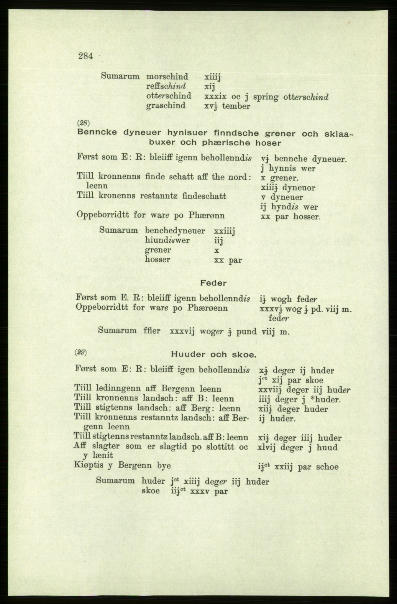 Publikasjoner utgitt av Arkivverket, PUBL/PUBL-001/C/0005: Bind 5: Rekneskap for Bergenhus len 1566-1567: B. Utgift C. Dei nordlandske lena og Finnmark D. Ekstrakt, 1566-1567, p. 284