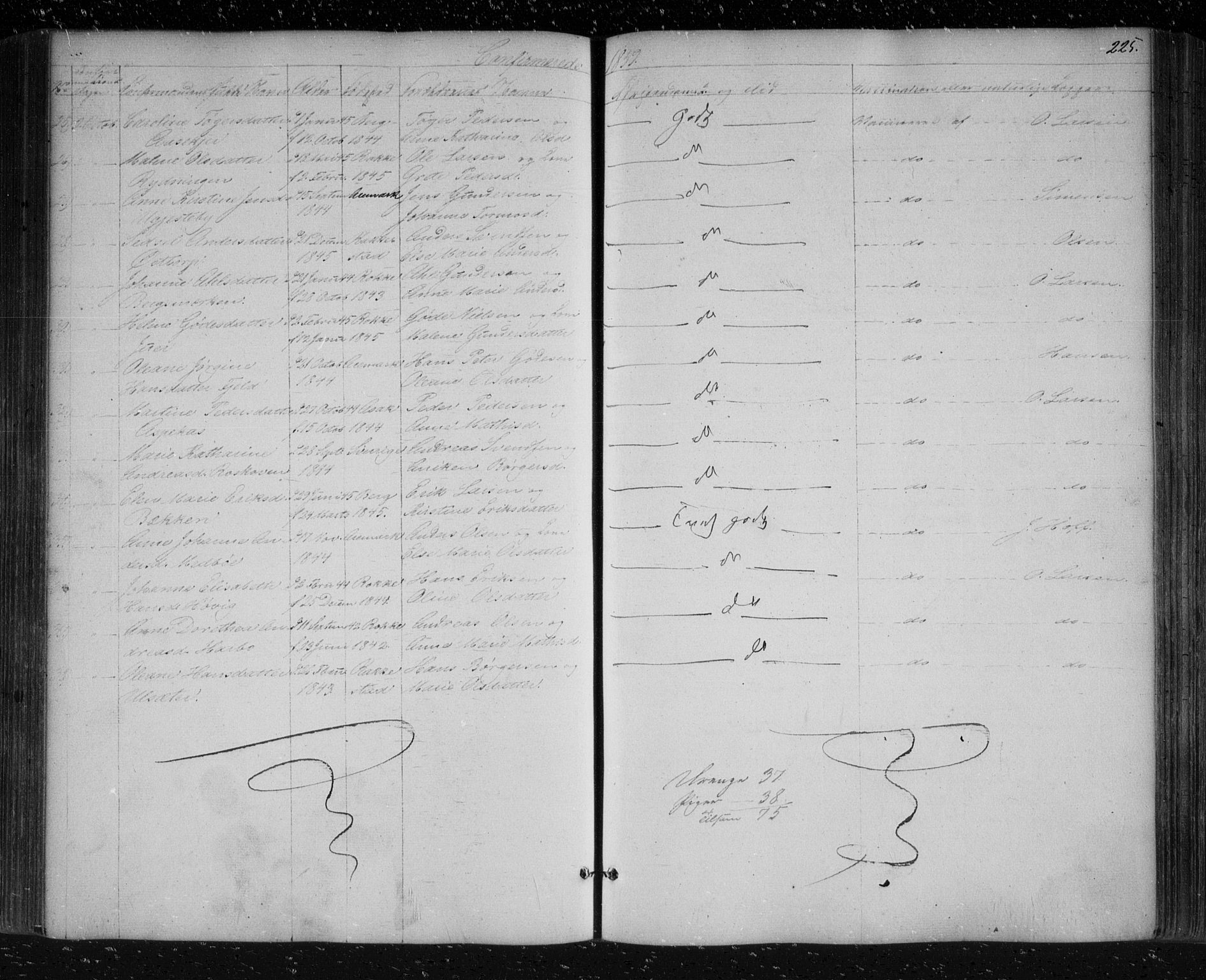 Berg prestekontor Kirkebøker, AV/SAO-A-10902/F/Fa/L0004: Parish register (official) no. I 4, 1843-1860, p. 225