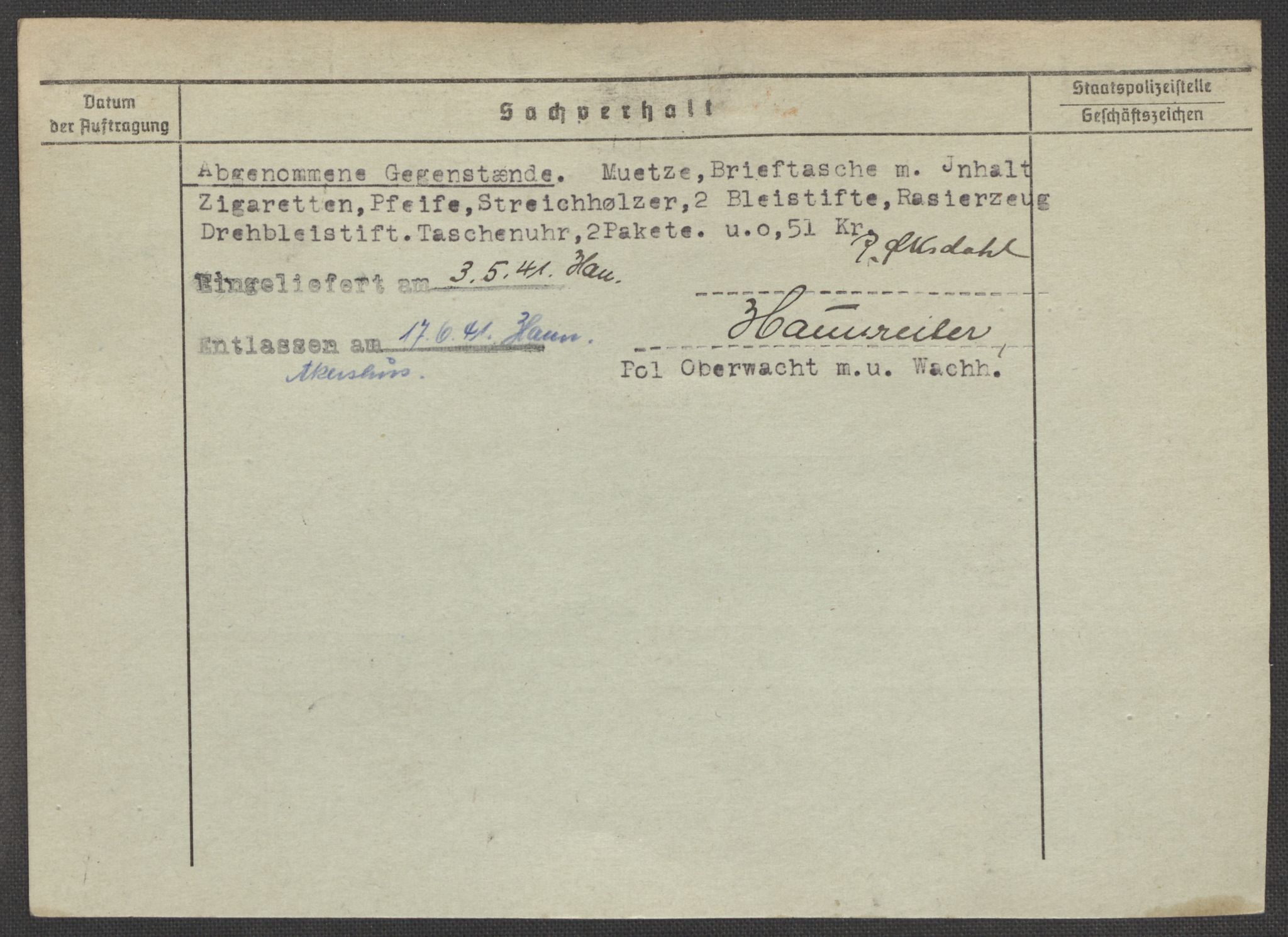 Befehlshaber der Sicherheitspolizei und des SD, AV/RA-RAFA-5969/E/Ea/Eaa/L0010: Register over norske fanger i Møllergata 19: Sø-Å, 1940-1945, p. 1257