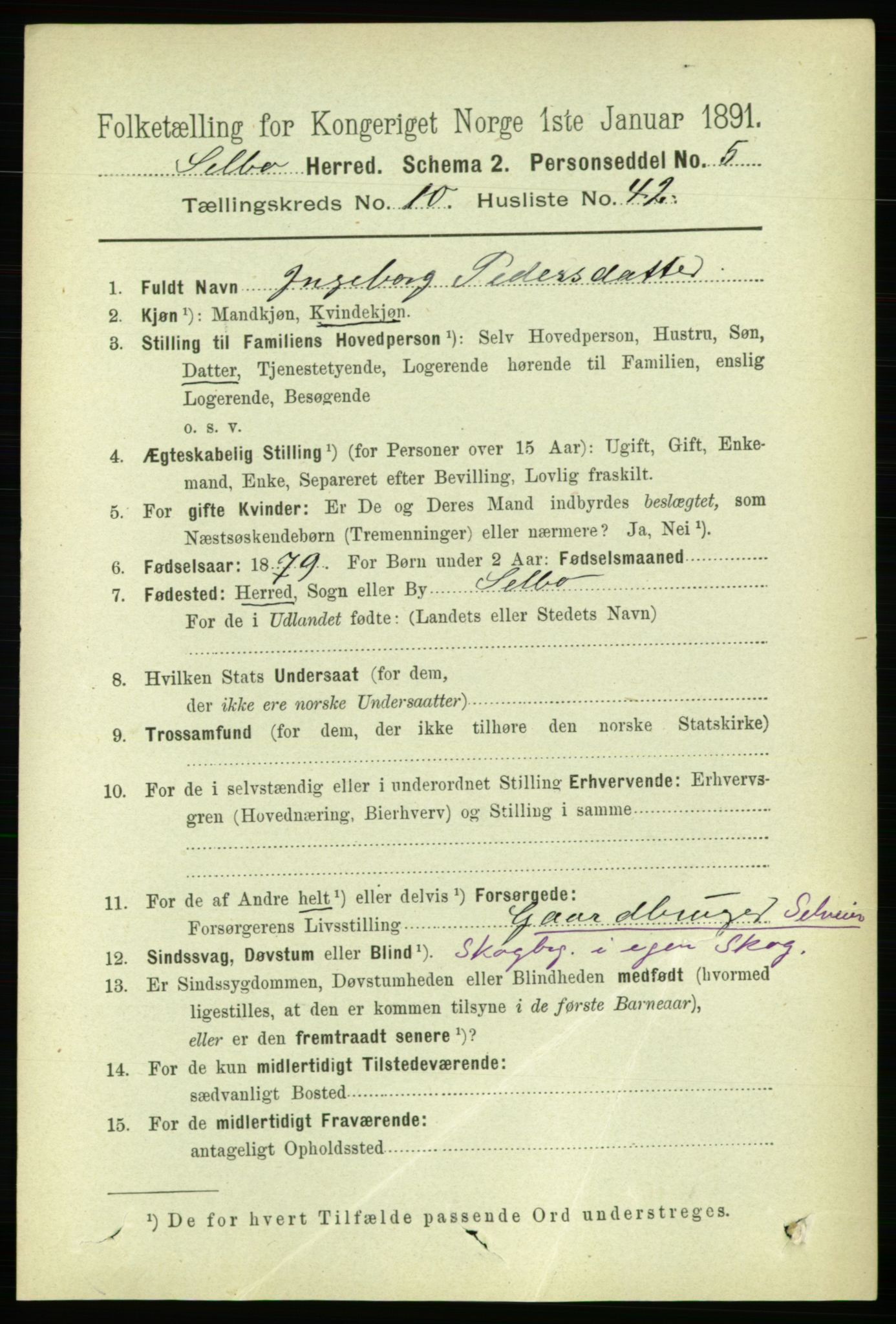 RA, 1891 census for 1664 Selbu, 1891, p. 3923