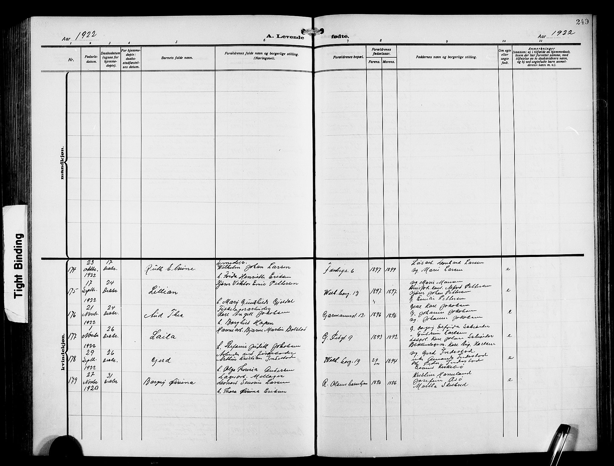 Sandviken Sokneprestembete, AV/SAB-A-77601/H/Hb/L0005: Parish register (copy) no. B 2, 1914-1925, p. 249