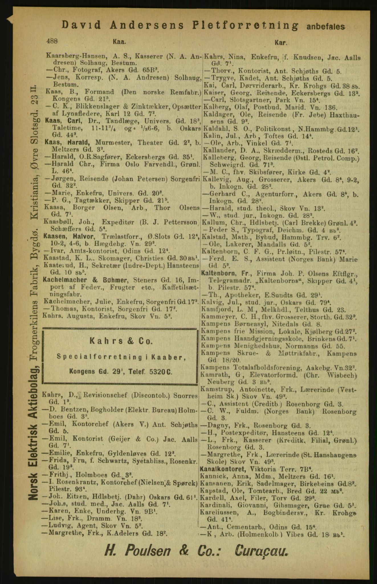 Kristiania/Oslo adressebok, PUBL/-, 1900, p. 488