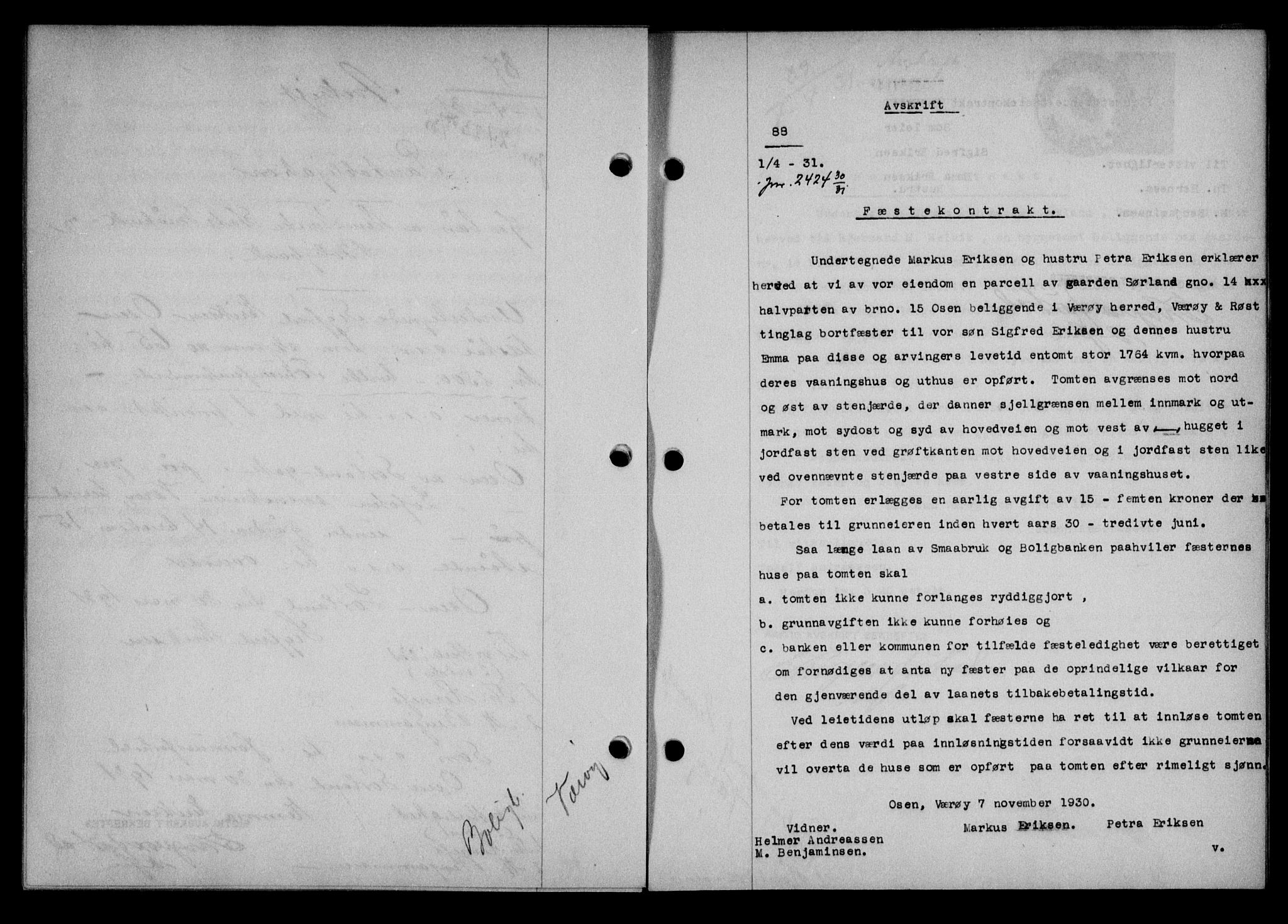 Lofoten sorenskriveri, SAT/A-0017/1/2/2C/L0023b: Mortgage book no. 23b, 1931-1931, Deed date: 15.04.1931