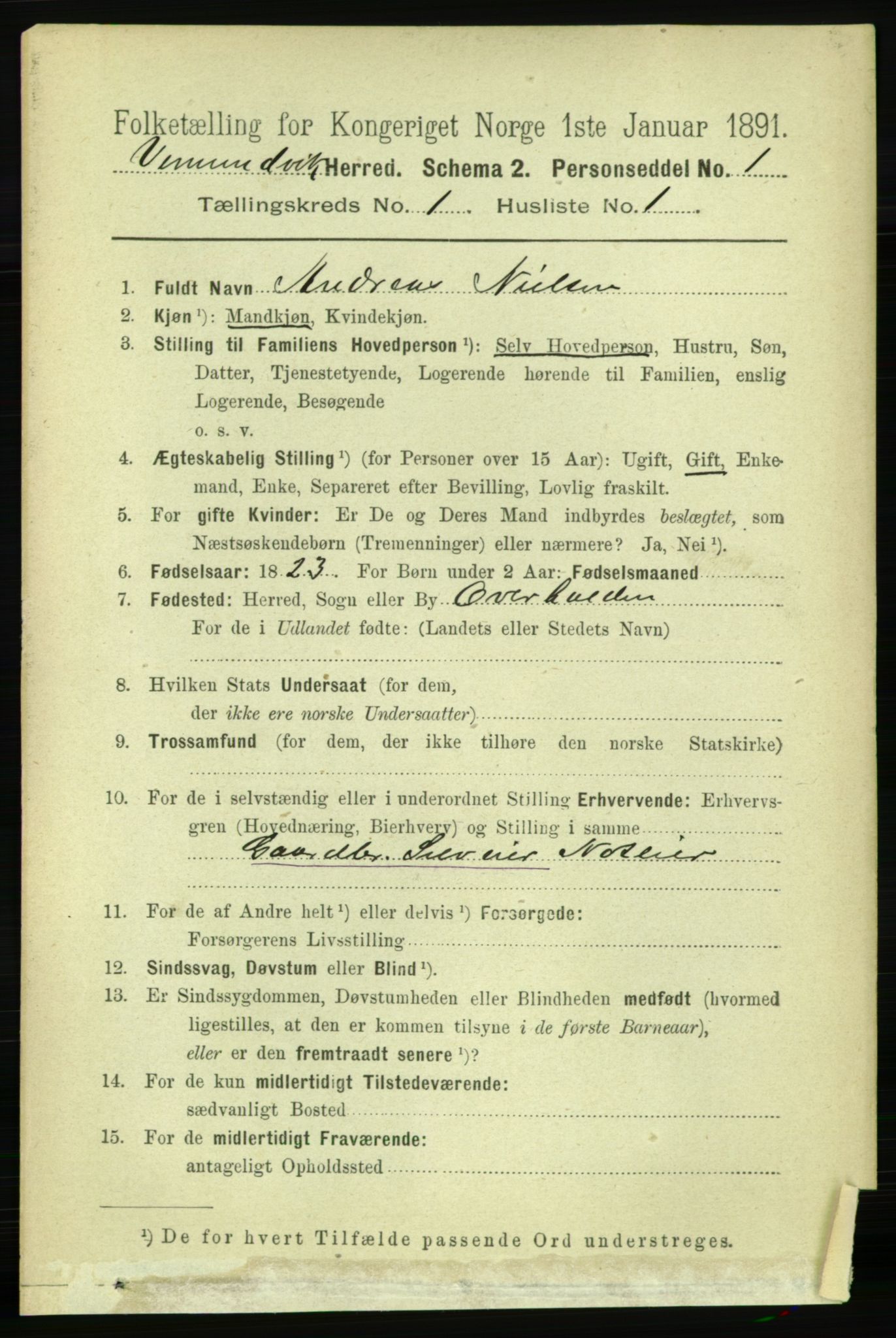 RA, 1891 census for 1745 Vemundvik, 1891, p. 81