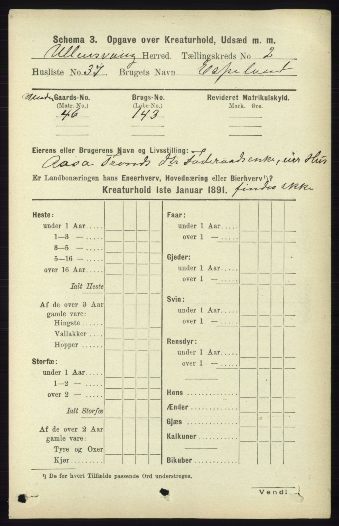 RA, 1891 census for 1230 Ullensvang, 1891, p. 6806