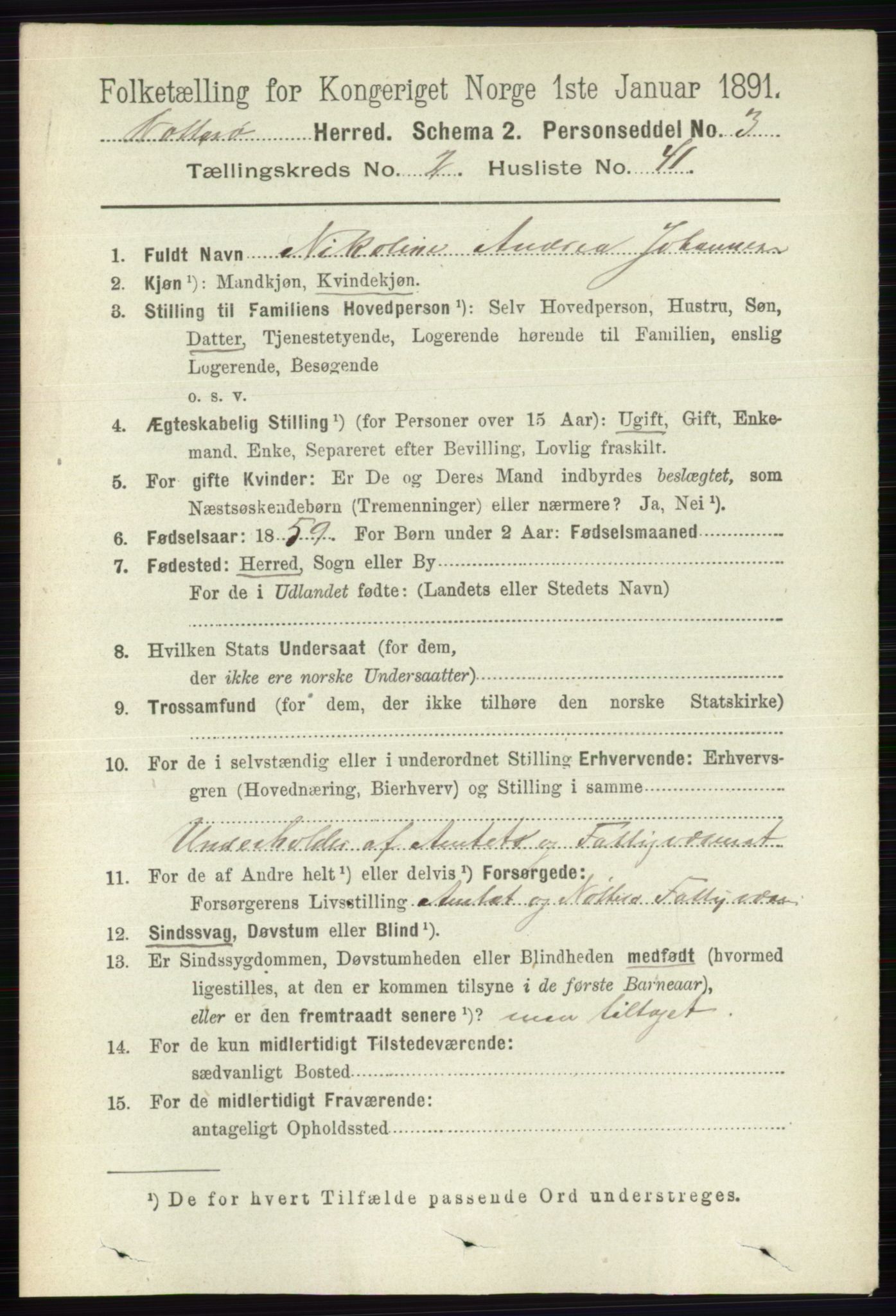 RA, 1891 census for 0722 Nøtterøy, 1891, p. 1114
